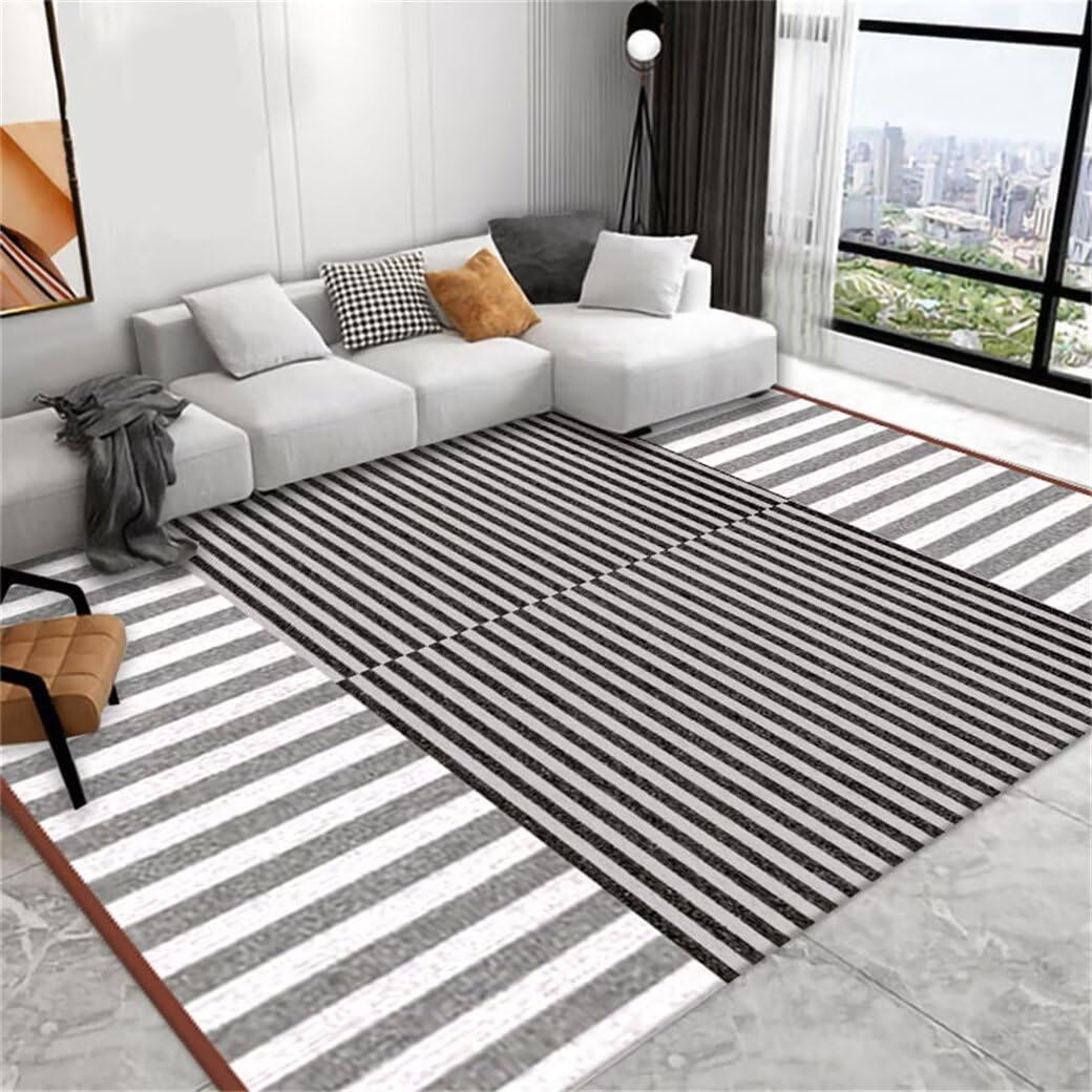 Tapis de salon au design géométrique gris irrégulier tout doux