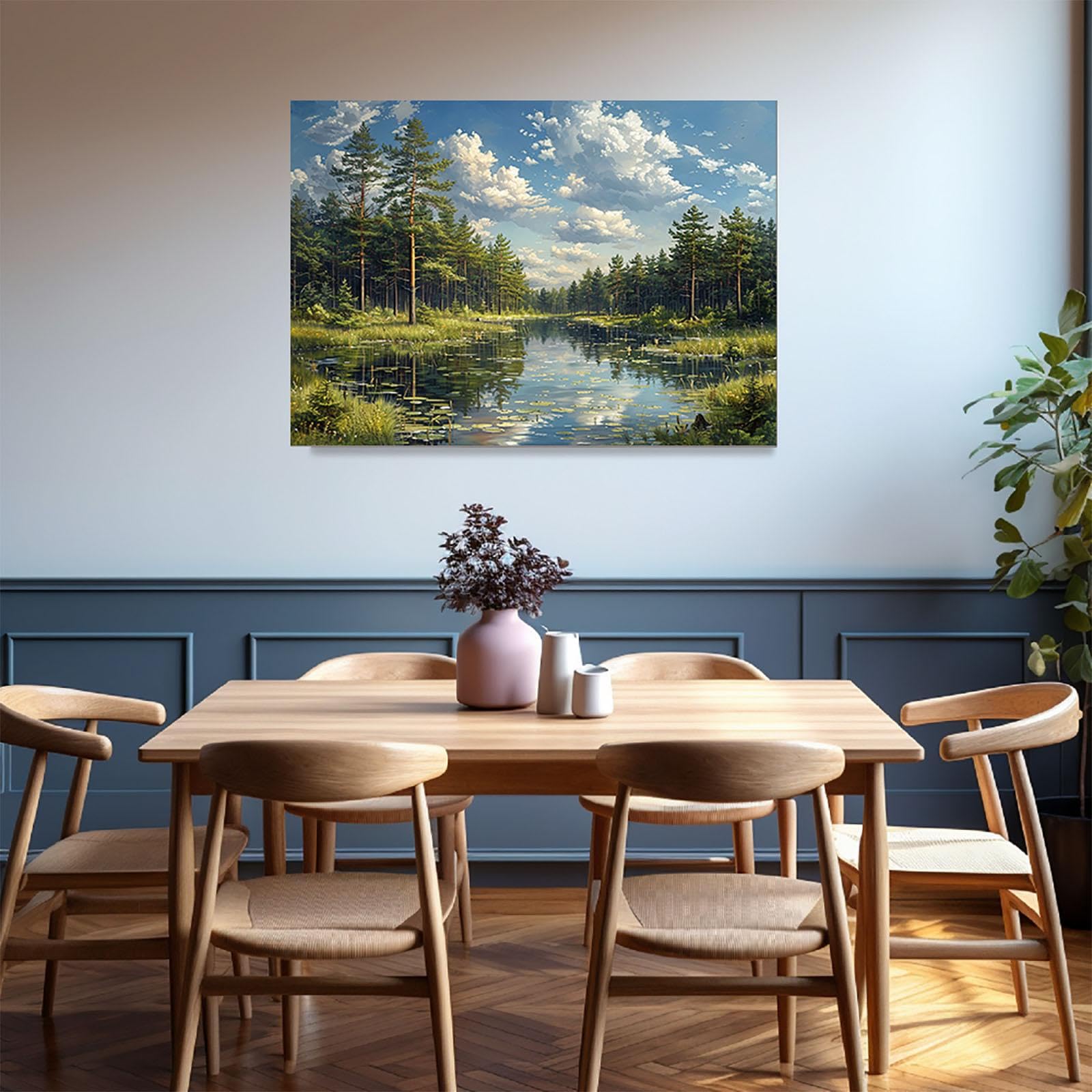 AMXBZC Abstraktes Leinwand Bilder berge Kunstdrucke, Schöne Landschaft Wasser Wandbild Kunstdruck Wanddeko Wand Wohnzimmer Deko Kunst Modern Textur für Büro - 40x60cm Gerahmt
