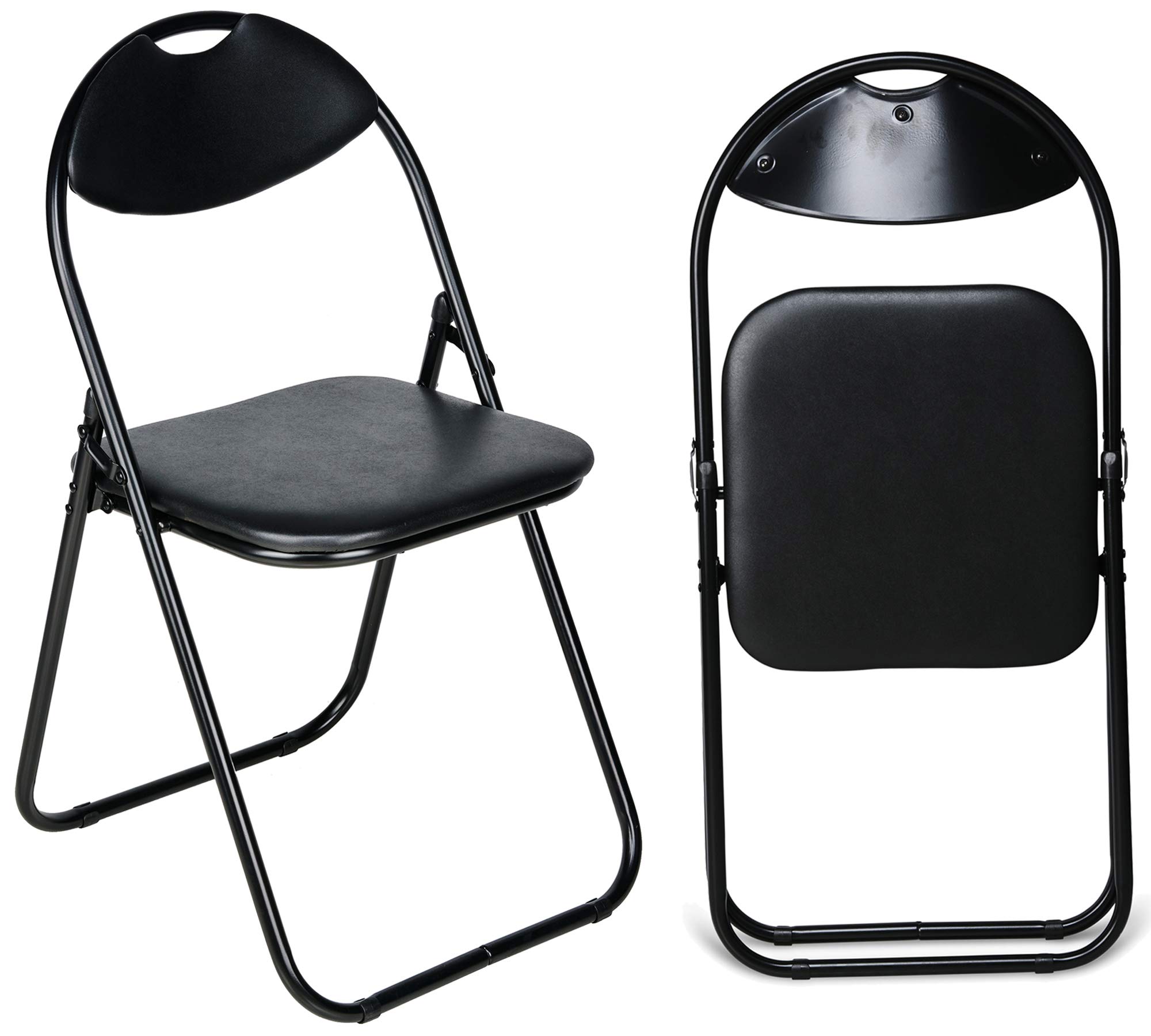 Nyxi Folding Chair Padded Paris Faux Leather Chair Home Office Dining (Black, 1 X Chair)