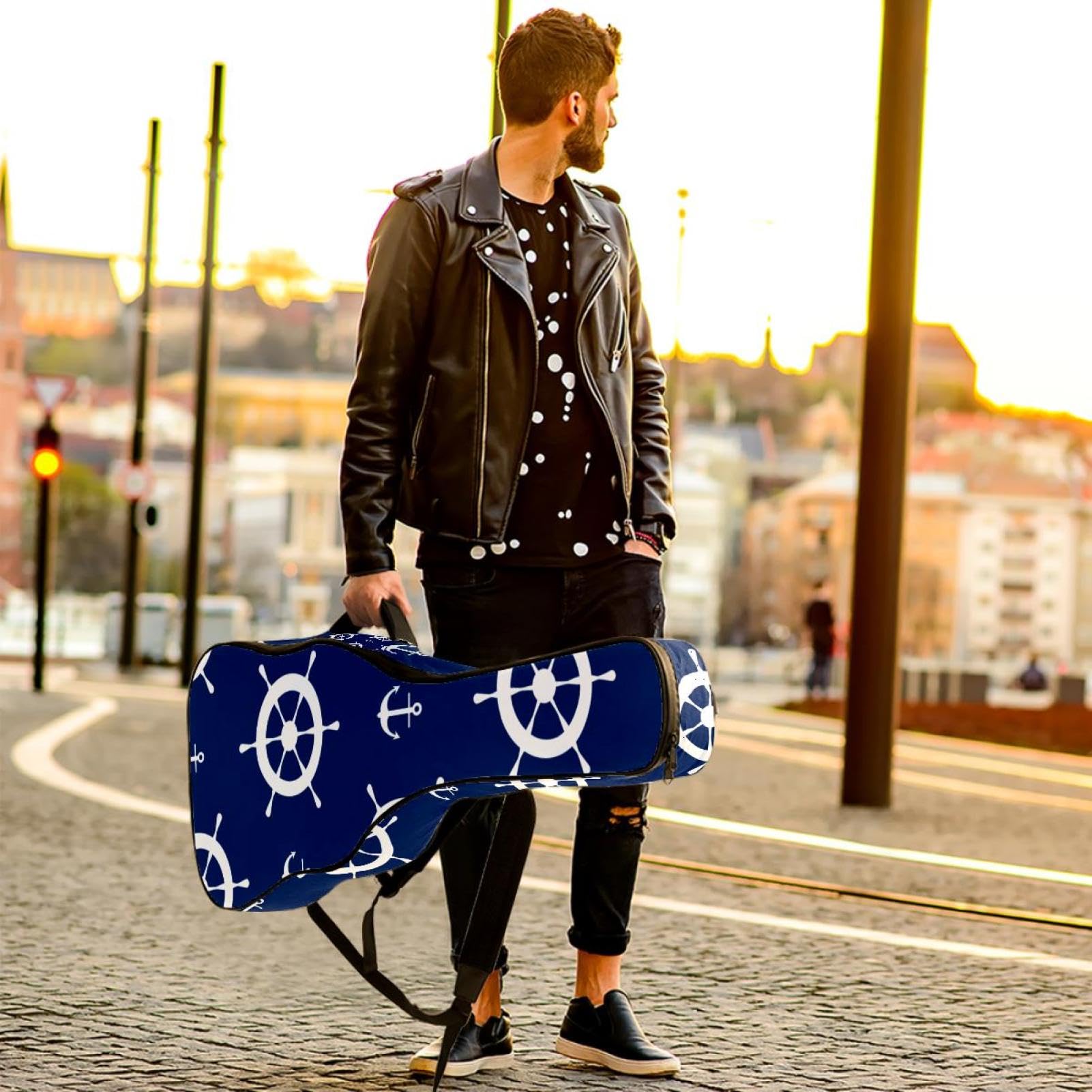 Torba na gitarę akustyczną wodoodporny plecak na gitarę grubo miękka wyściełana kotwica klasyczna obudowa na gitarę, wielobarwny, 42.9x16.9x4.7 in, Organizer do torby