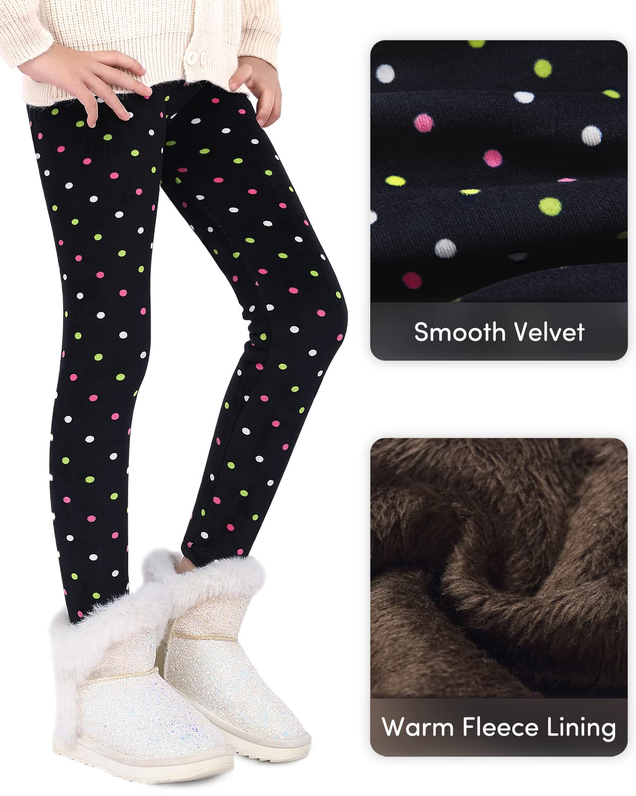Domee Leggings Felpati Pantaloni Invernali Termici Bambina Pacco da 2