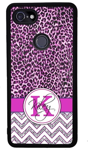 Miniatura 4 de Pink Leopard Skin Chevron Personalized Black Rubber Phone Case Compatible With Google Pixel 10, 10 Pro, 10 Pro XL, 9a, 9 Pro, Pixel 9, Pixel 9 Pro