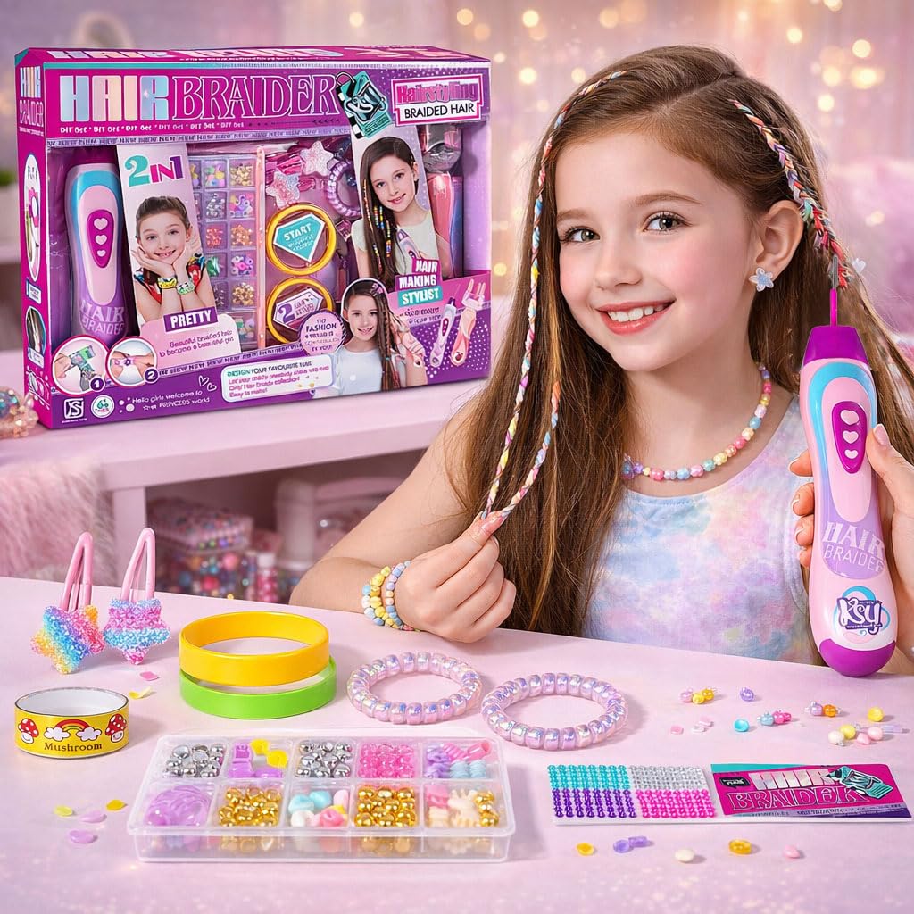 Toyshine Hair Braider DIY Styling Set for Girls | Electric Hair Braiding Tool with Beads, Bands & Accessories | 2-in-1 Hair Styling & Fashion Craft Kit | Creative Beauty Toy for Kids 6+-image-40