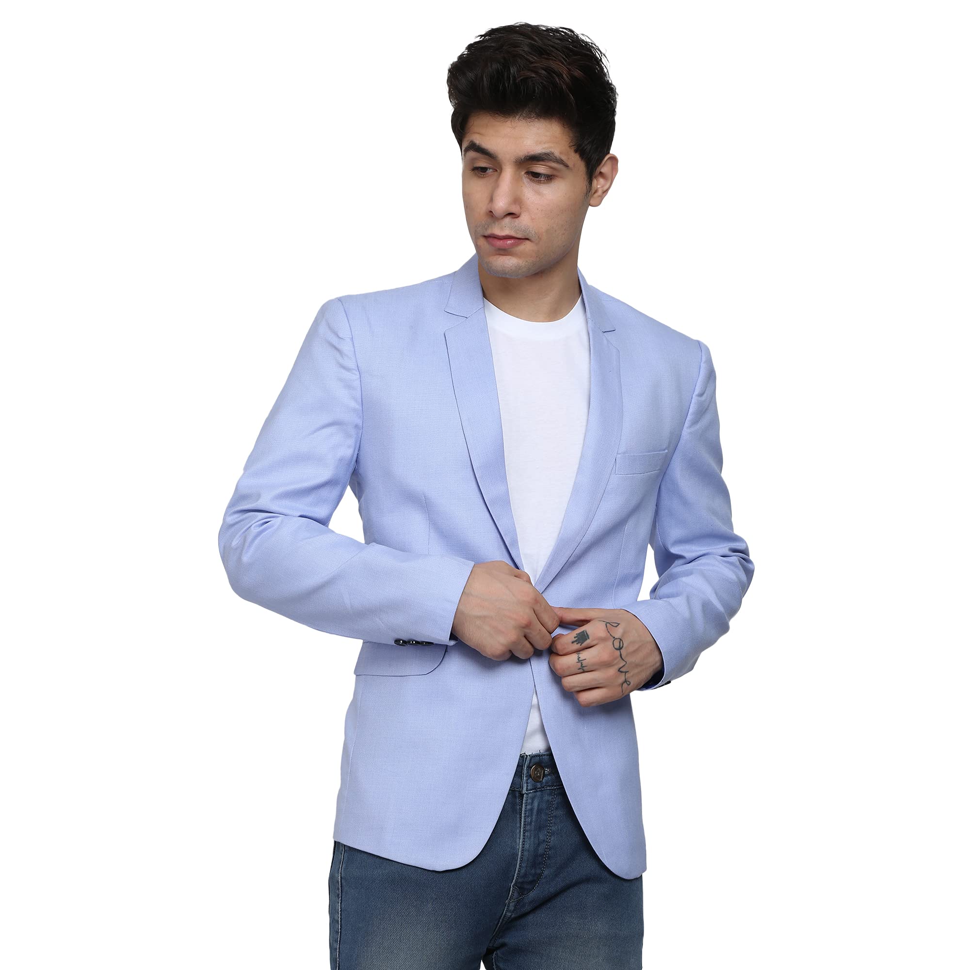 Designer Men's Slim Fit Notched Lapel Single Breasted Solid Blazer