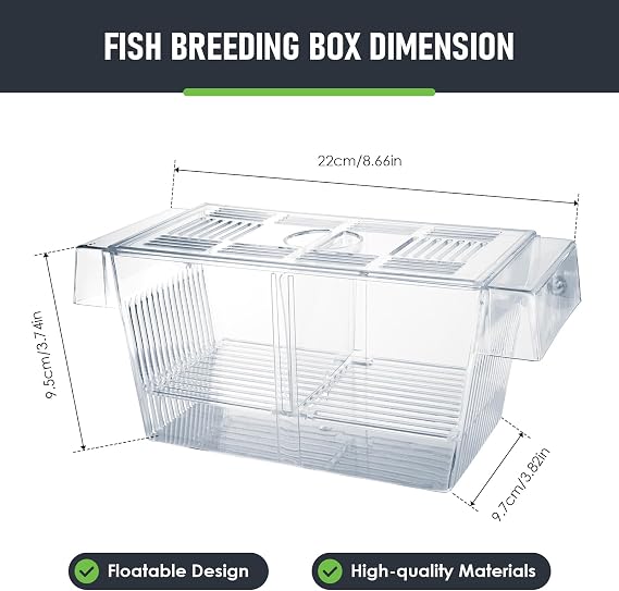 Fish Breeding Box, Aquarium Breeding Box for Fish Tank with Suction Cups
