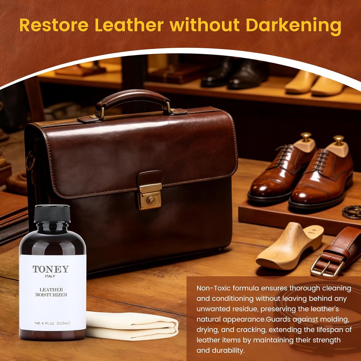 Leather Care Kit,Leather Cleaner and Leather Conditioner,Non-Toxic Leather Care Set for Purse,Leather Bag,Restore Shine,Softens,Removes Stains,Car Seats & Interior,Jackets,Shoes & Bags