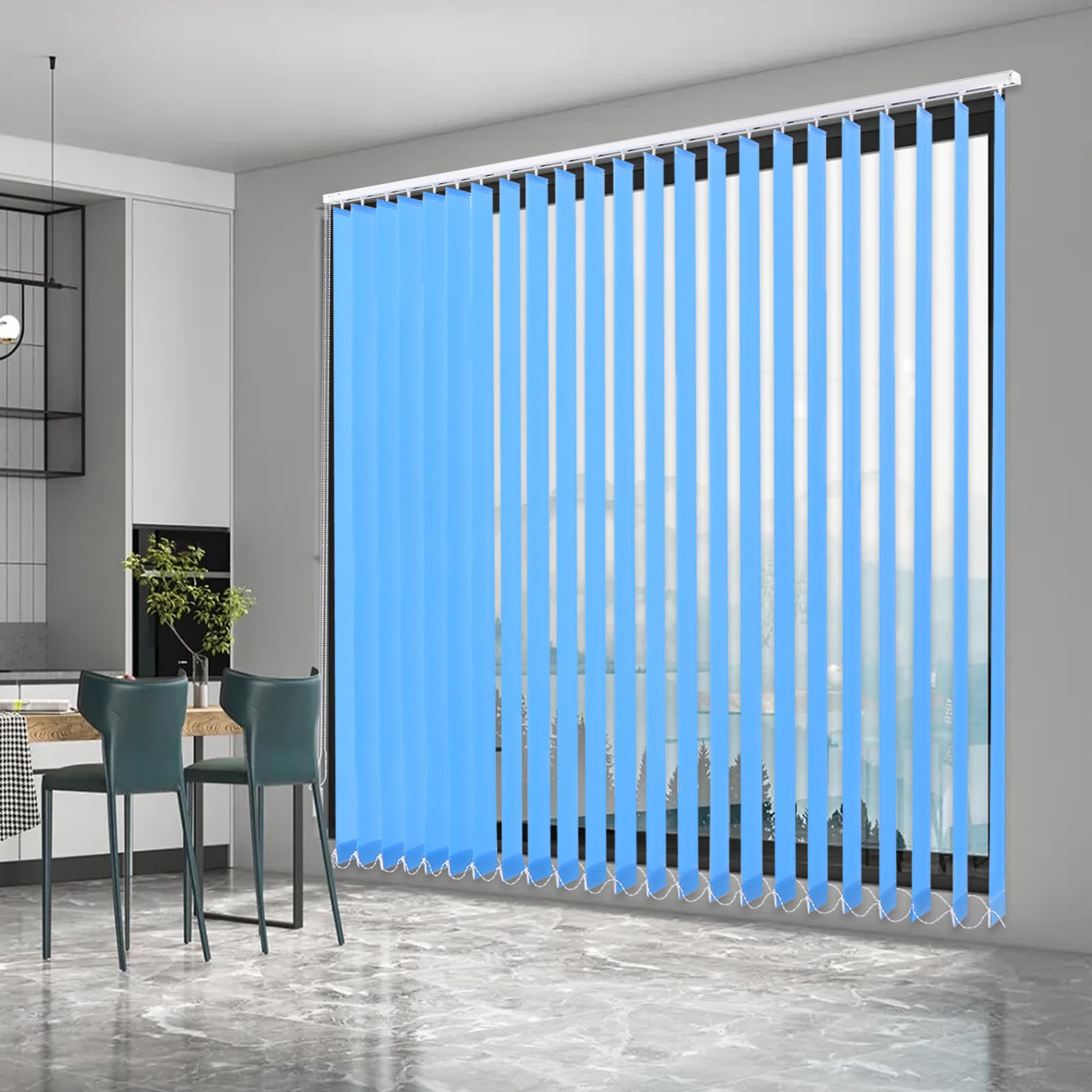 Vertikale Jalousien, Lamellenvorhänge, Moderne Verdunkelungsvorhang, Gestreift Schiebegardinen mit Befestigungshüllen für Zuhause, Schlafzimmer, Wohnzimmer, Büro 180 * 200cm (Blau)