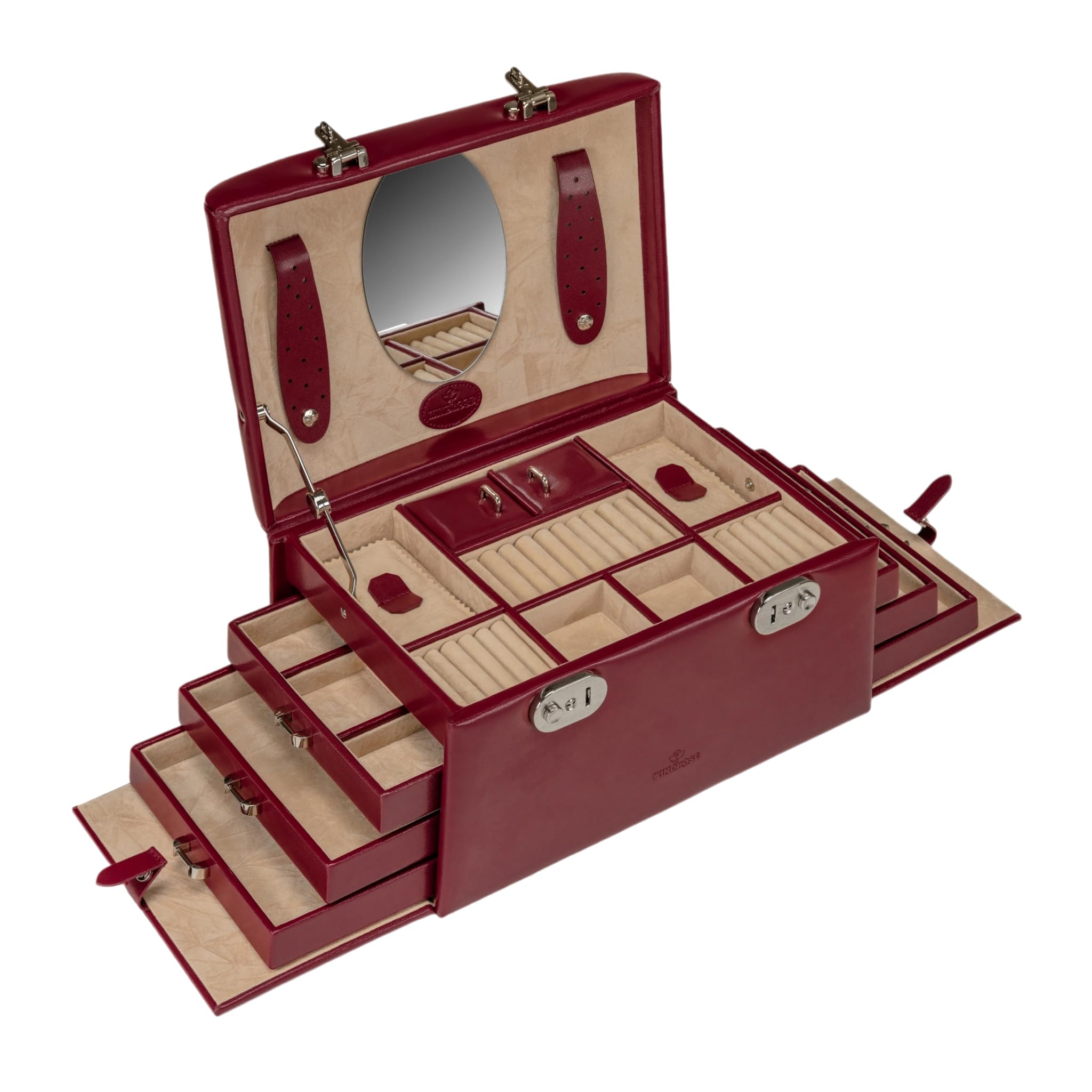 Windrose 8036830 - Joyero para mujer, piel sintética, color rojo