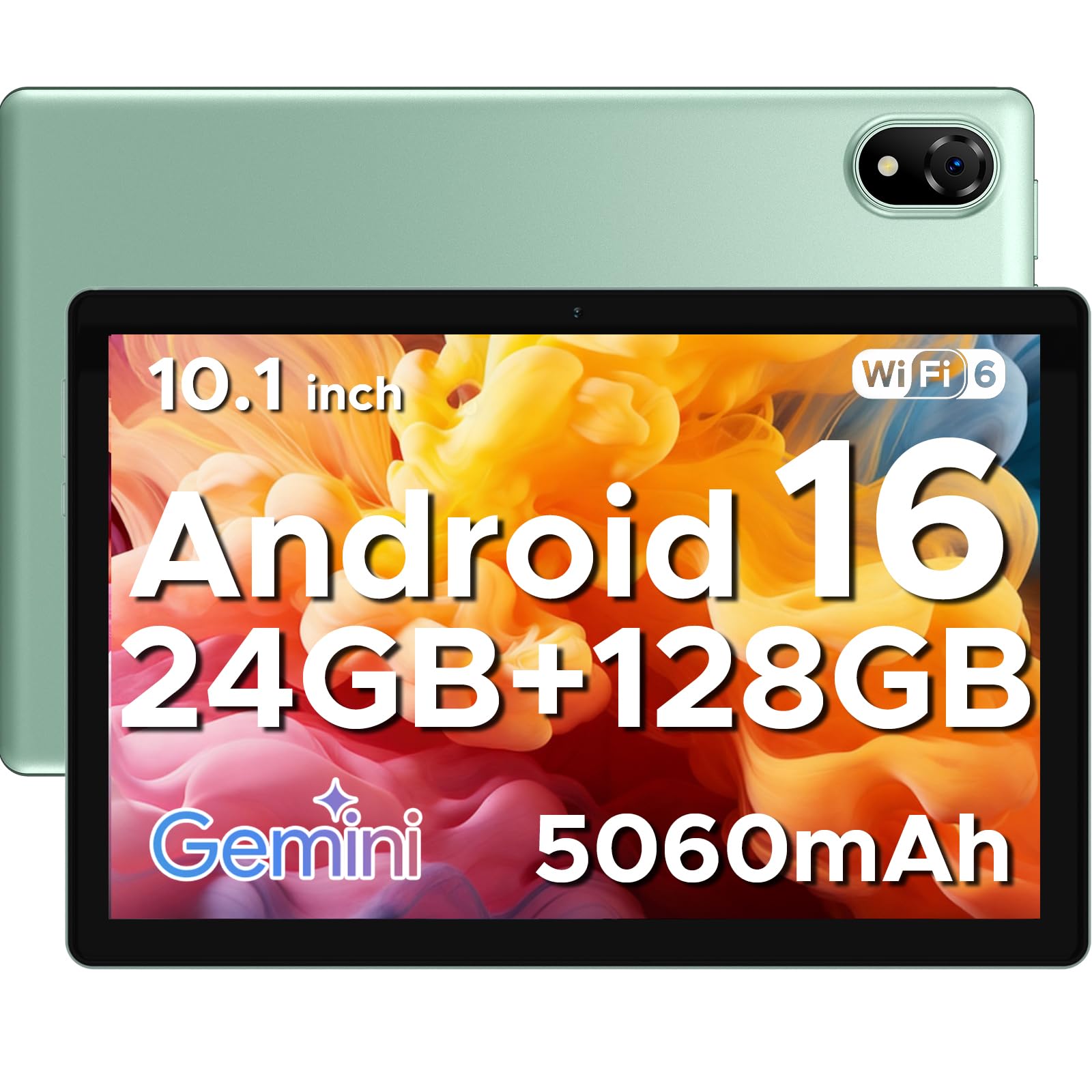 POPUX U10 2026 Neueste Android 16 Tablet 10 Pollici, 16GB RAM+128GB ROM (2TB TF) Gemini AI Tablet PC 5060mAh / Widevine L1/ 8MP+5MP Doppia Fotocamera/WiFi 6/ Type C/Jack per cuffie da 3,5 mm, Verde