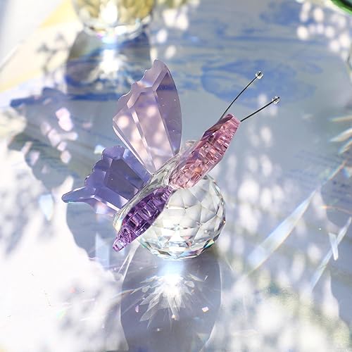 Miniatura 8 de Paquete de 4 figuras de mariposa de cristal con base de bola para decoración del hogar, boda, mariposas de cristal, figura de animales de cristal