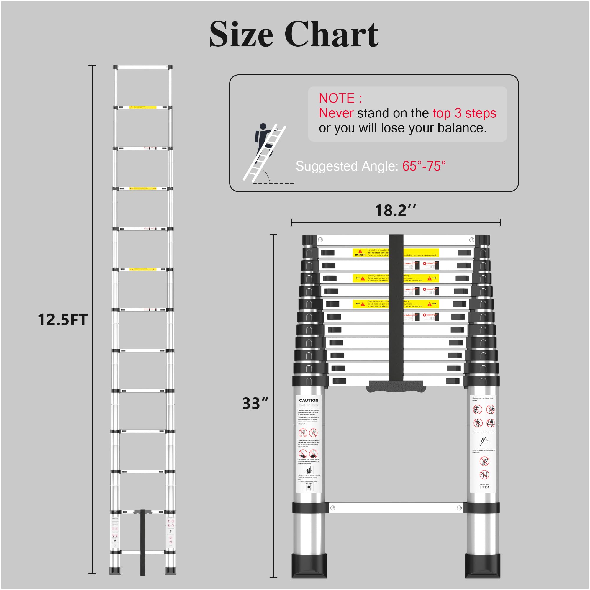 Snapklik.com : Adjustable Retractable Telescoping Ladder Extension ...
