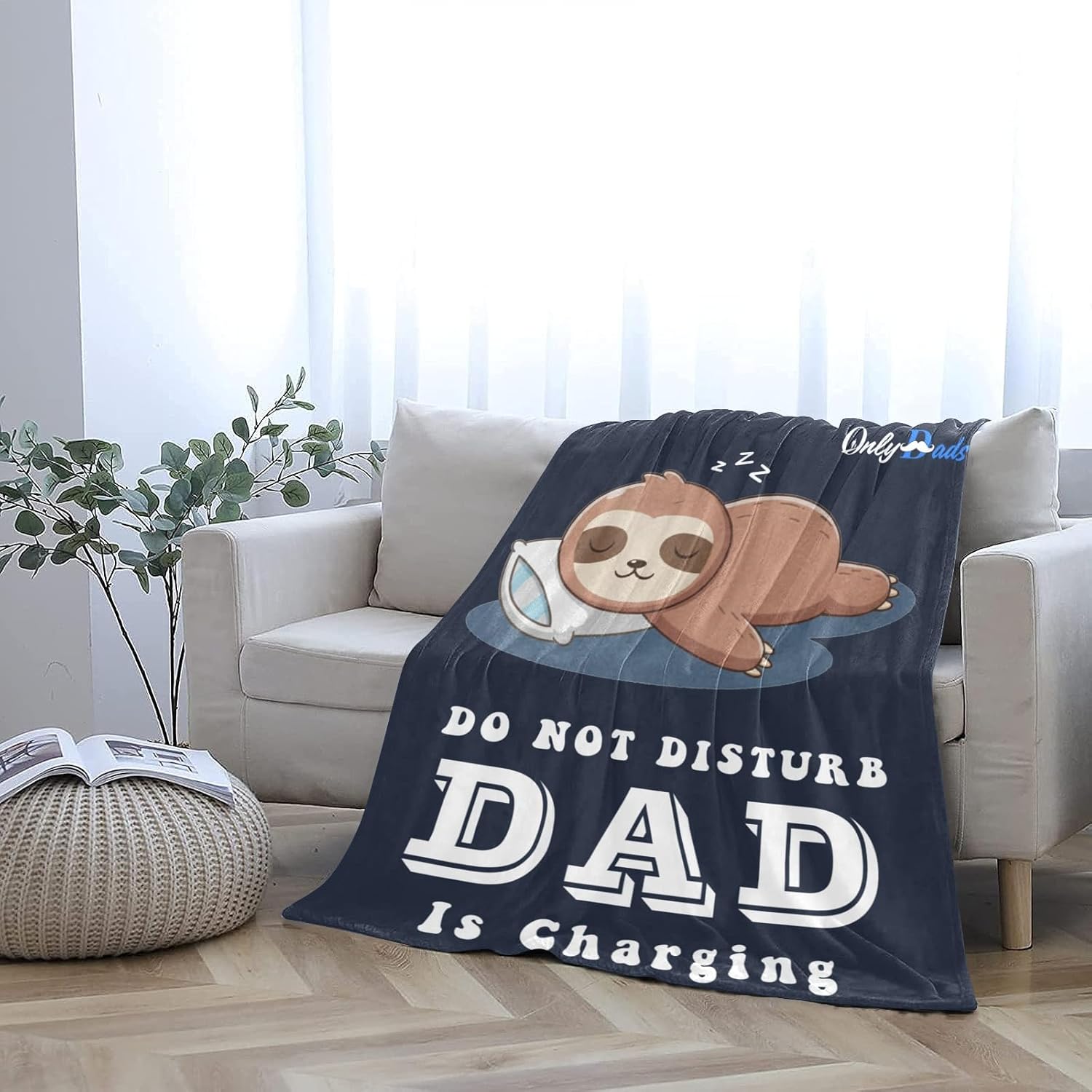 Dad is Charging Sloth Blanket, Dads Birthday Gift from Daughter Son, Dads Gifts for Christmas Fathers Day, Soft Sloth Throws Blanket for Father 60" x 50" (Blue, 60"x50") - Image 2