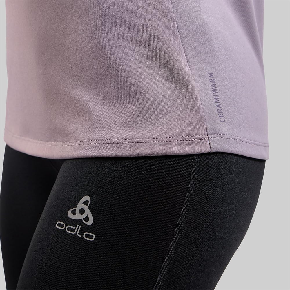 Odlo Essential Ceramiwarm 1/2 Zip Maillot de Course Femmes Silver Cloud