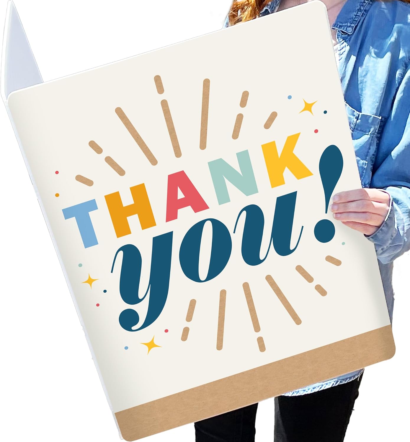 Big Dot of Happiness Thank You So Very Much - Gratitude Giant Greeting Card - Big Shaped Jumborific Card - 16.5 x 22 inches