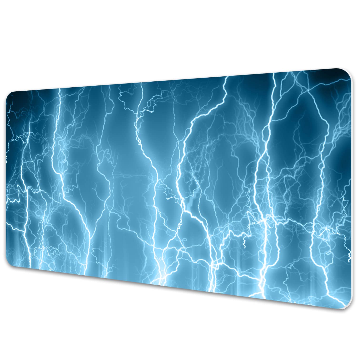 Decormat Schreibtischunterlage 120x60cm Gaming-Matte Schutzmatte - Blauer Blitz