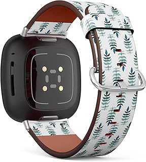 CJBROES Replacement Leather Watch Band, Compatible with Fitbit Versa 3 and Fitbit Sense of Wristband Bracelet Accessory - Floral Watercolor Beautiful