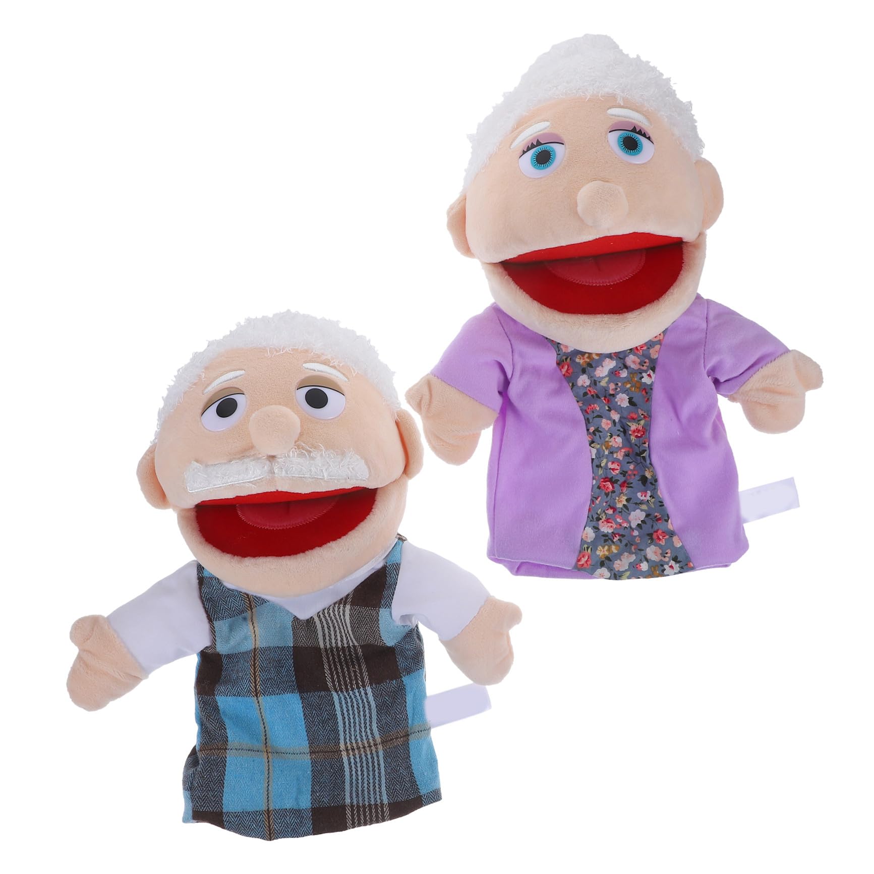 Marionetas de Mano Realistas 2 Piezas de Algodón PP | Abuelo y Abuela, para Niños y Niñas, Juego Educativo E Imaginación, Pack Doble