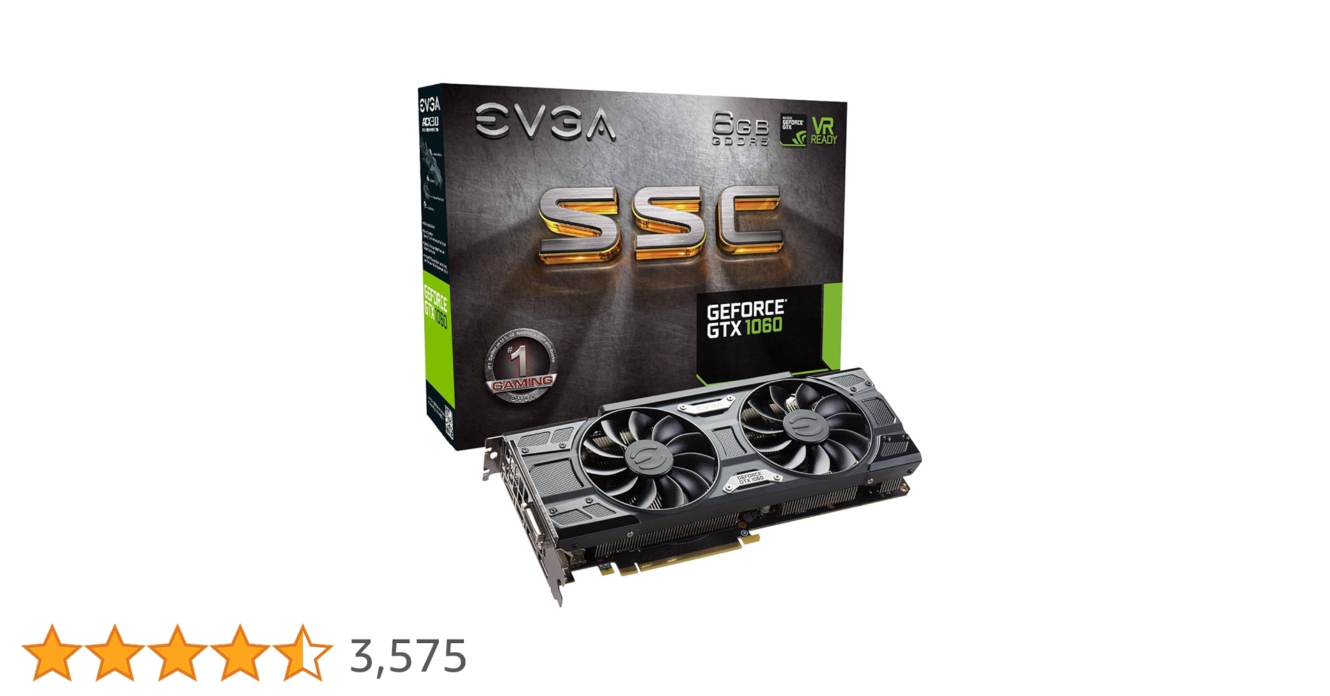 EVGA GeForce GTX 1060 6GB SSC GAMING ACX 3.0, 6GB GDDR5, LED, DX12 OSD Support (PXOC) Graphics Card 06G-P4-6267-KR