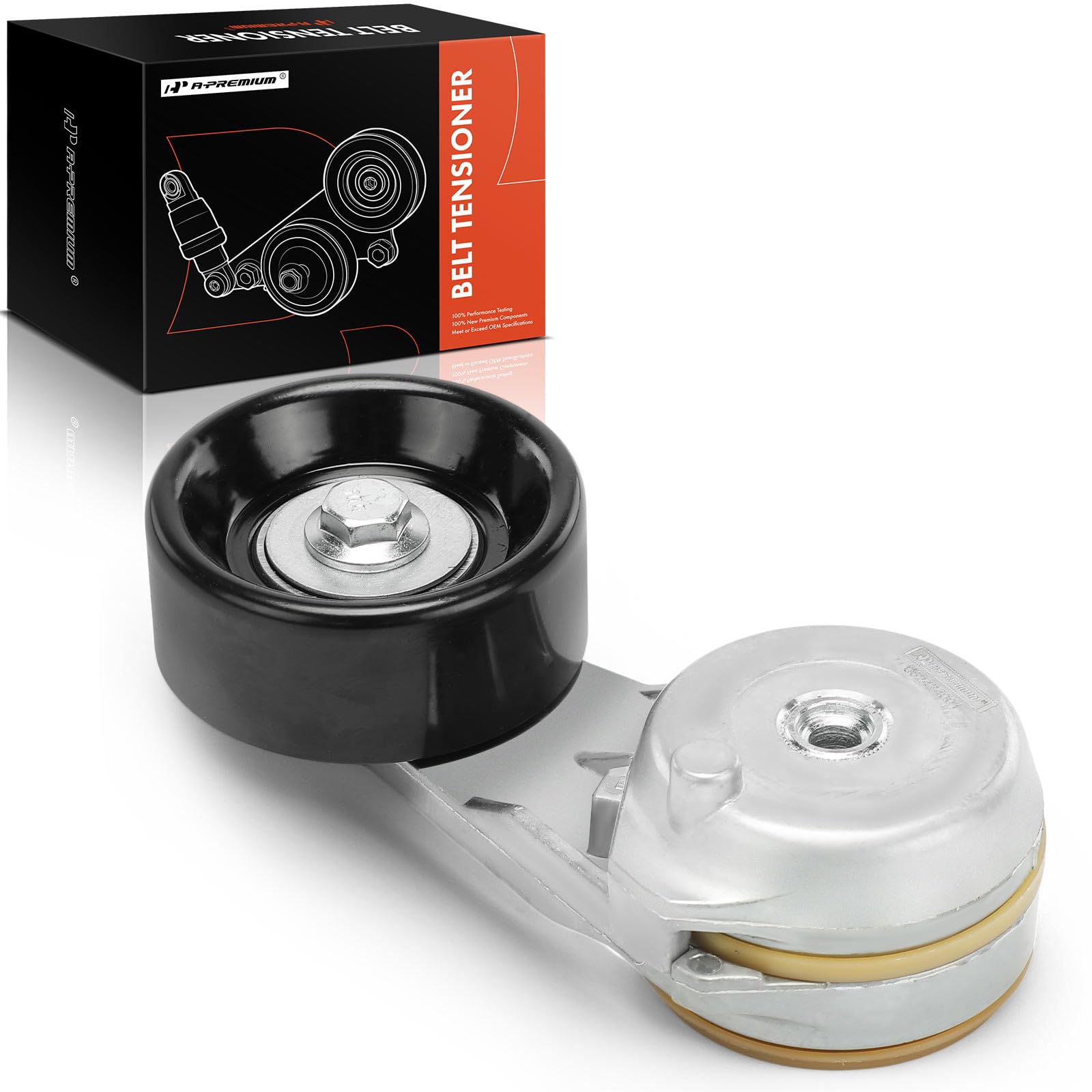 A-Premium Belt Tensioner Assembly with Pulley Compatible with Ford F-250 F-350 F-450 F-550 Super Duty 2003-2007 E-350 E-450 Super Duty 2004-2010 V8
