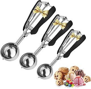 SPEENSUN 3-teiliges eisportionierer set mit Auslöser (4/5/6 CM)-Edelstahl teigportionierer kugeln&Melonenkugelformr aus 304 Stahl,für Eiscreme,Melonenkugeln,Kartoffelpüree,Teig und Kuchen