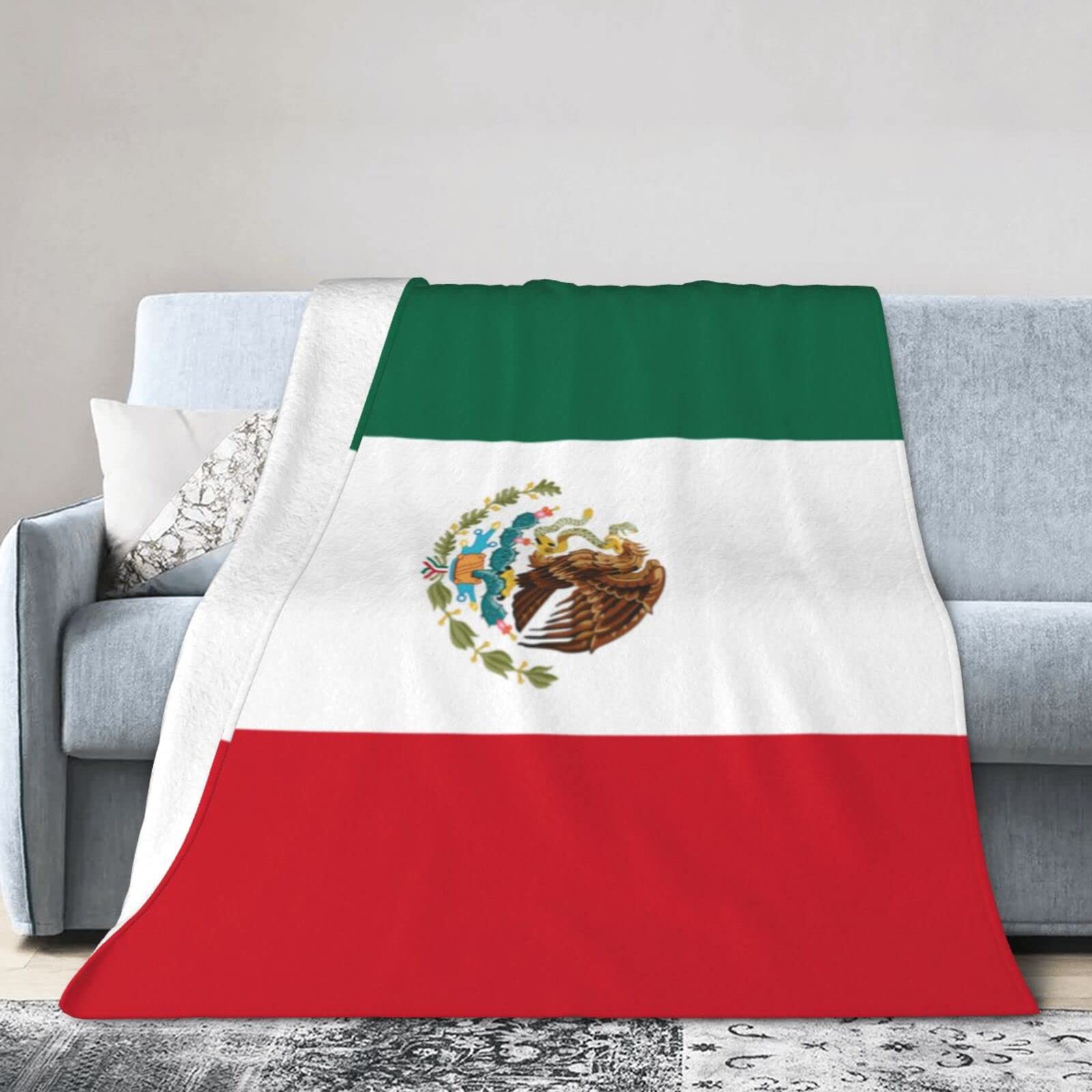 Melbrakin Mexico Flag Blanket Throw Blanket Flannel Fleece Blanket Soft Fuzzy Lightweight Blanket For Sofa Bedroom Couch 60"X50"