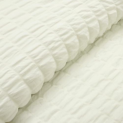 Miniatura 3 de Lush Decor Juego de edredón de 2 piezas con textura arrugada, tamaño individual XL, color marfil