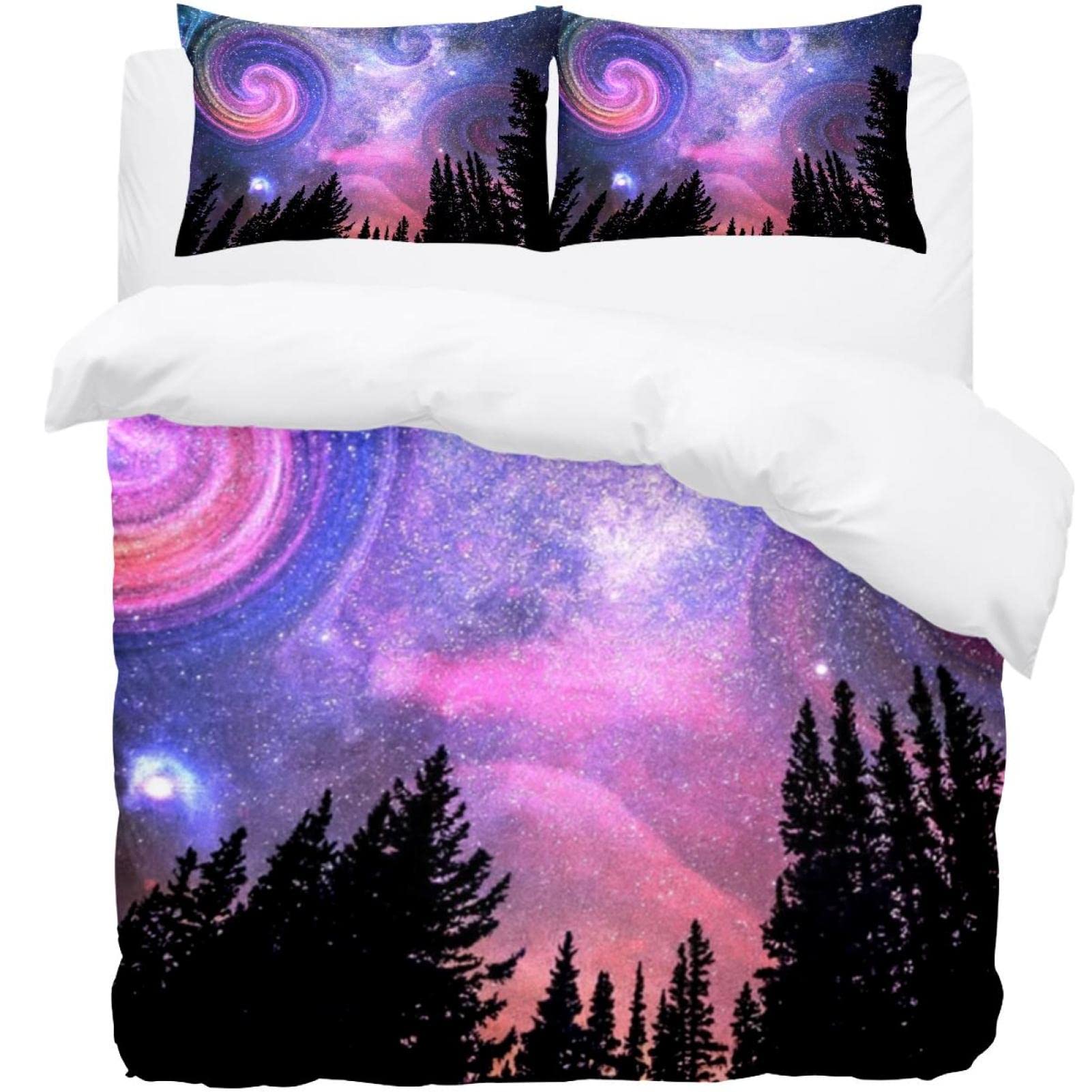 Parure de lit chaude Starry Night Sky Forest pour des nuits d'hiver cosy