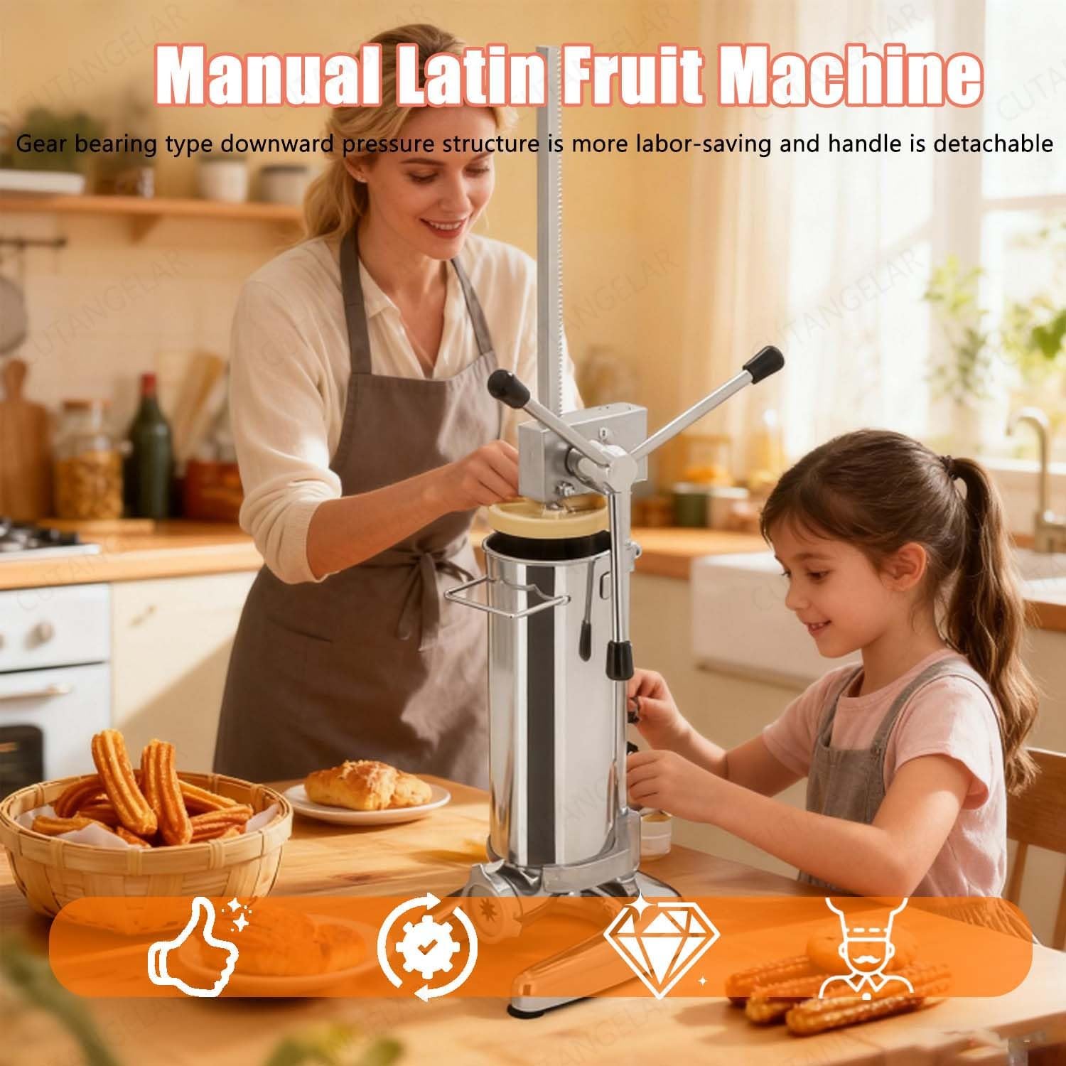 Presse À Pâte Commerciale, Machine À Churros Multifonctionnelle. Caractéristiques Avec Capacité 3L Et 5 Buses. Pour Production À Grand Volume Dans Divers Établissements Alimentaires.(3L)