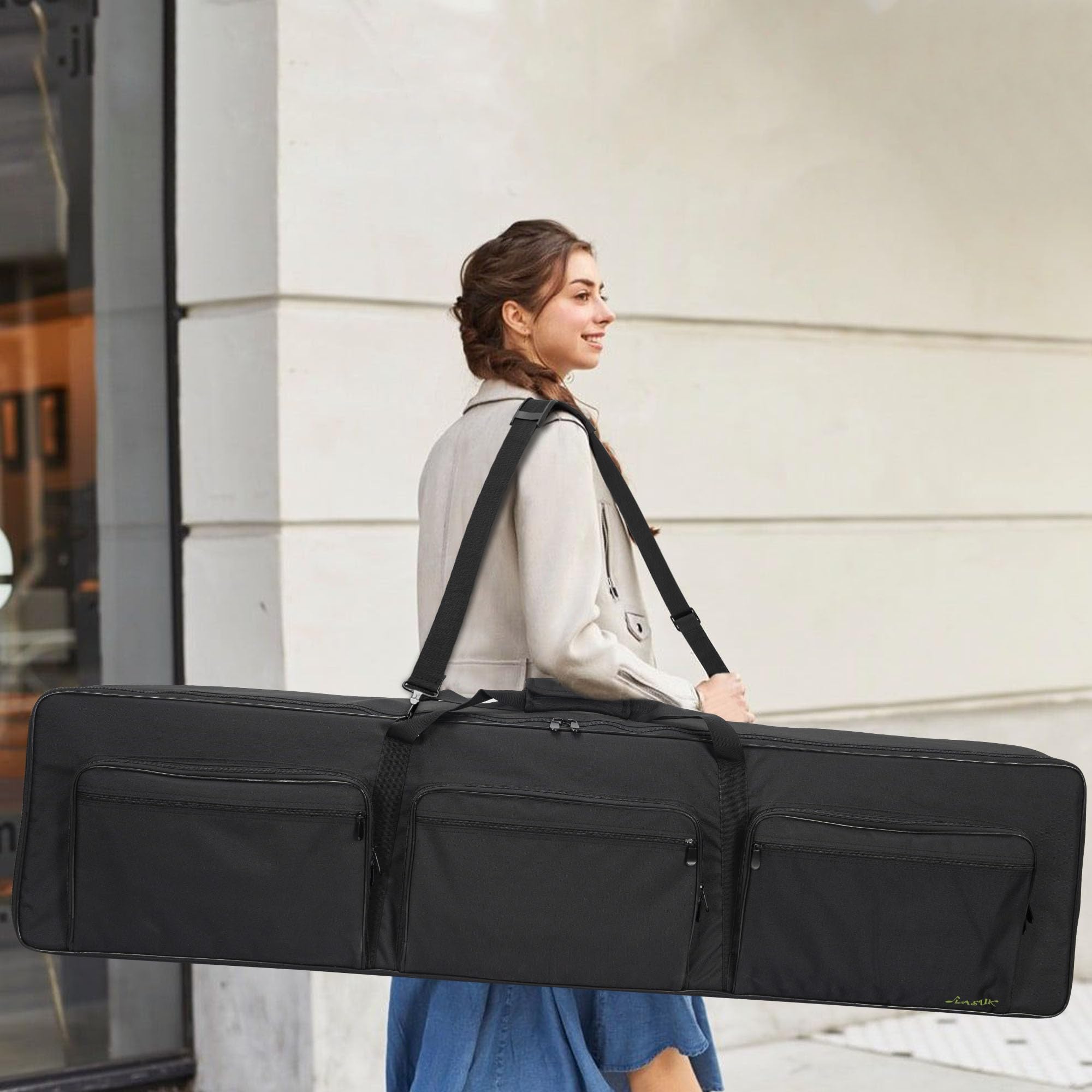 OUUTMEE Sac pour Clavier 88 Touches, Sac de Transport pour Clavier de Piano électrique 88 Touches avec bandoulière réglable et 6 Poches pour Accessoires, 137 x 33 x 17CM