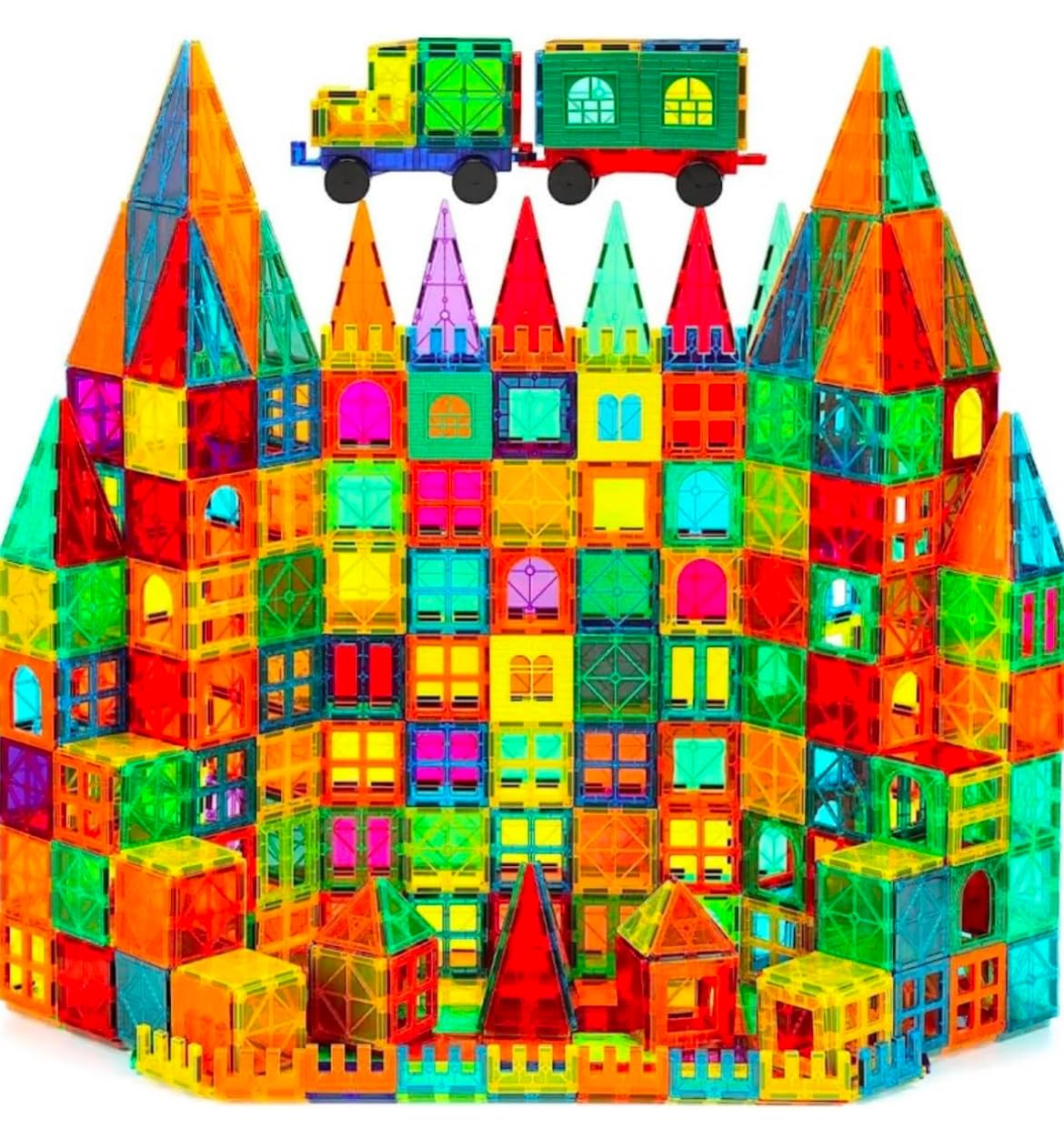 WonderToys 100 Pieces 3D Magnetic Blocks for Kids - Powerful STEM Magnet Toys - Magnetic Construction - Colorful Tiles