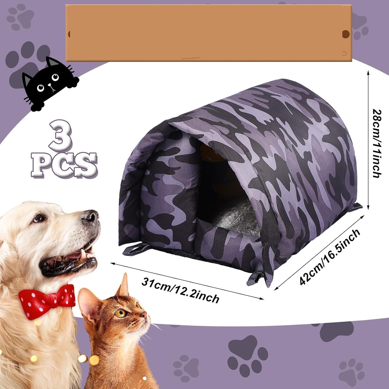 Jucgghk This Exquisite 3-Piece Cat House is Weatherproof and Heat-Insulating. It is an Artificial Cat House, Suitable for Indoor Pet Cats and Dogs Suitable for Indoor Pets