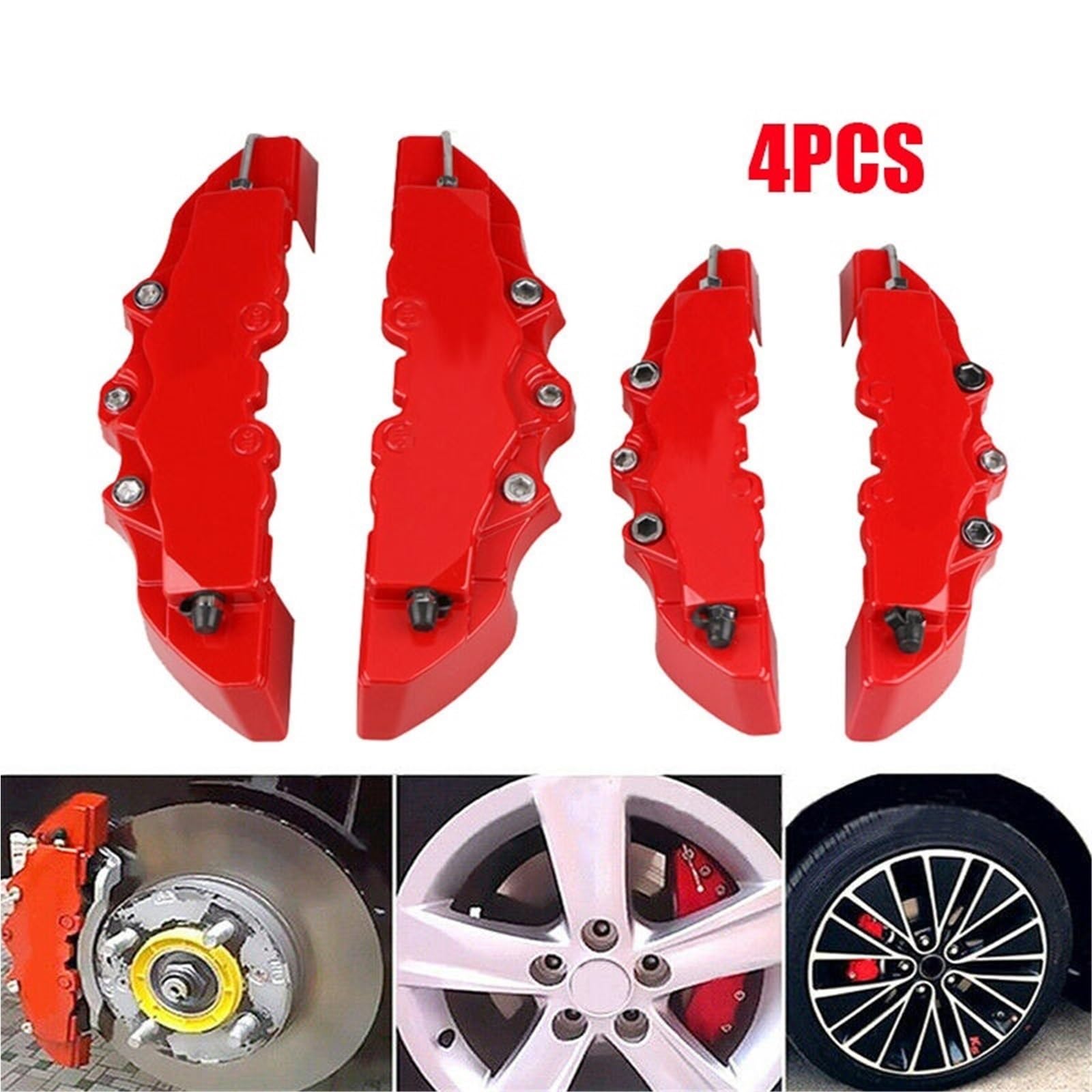 Osłona Zacisku Hamulca Tarczowego 4 sztuki osłon zacisków hamulcowych 3D z przodu i tyłu M+S Racing tworzywa sztucznego, ozdoba piasty koła, części samochodowe Osłona zacisku hamulcowego