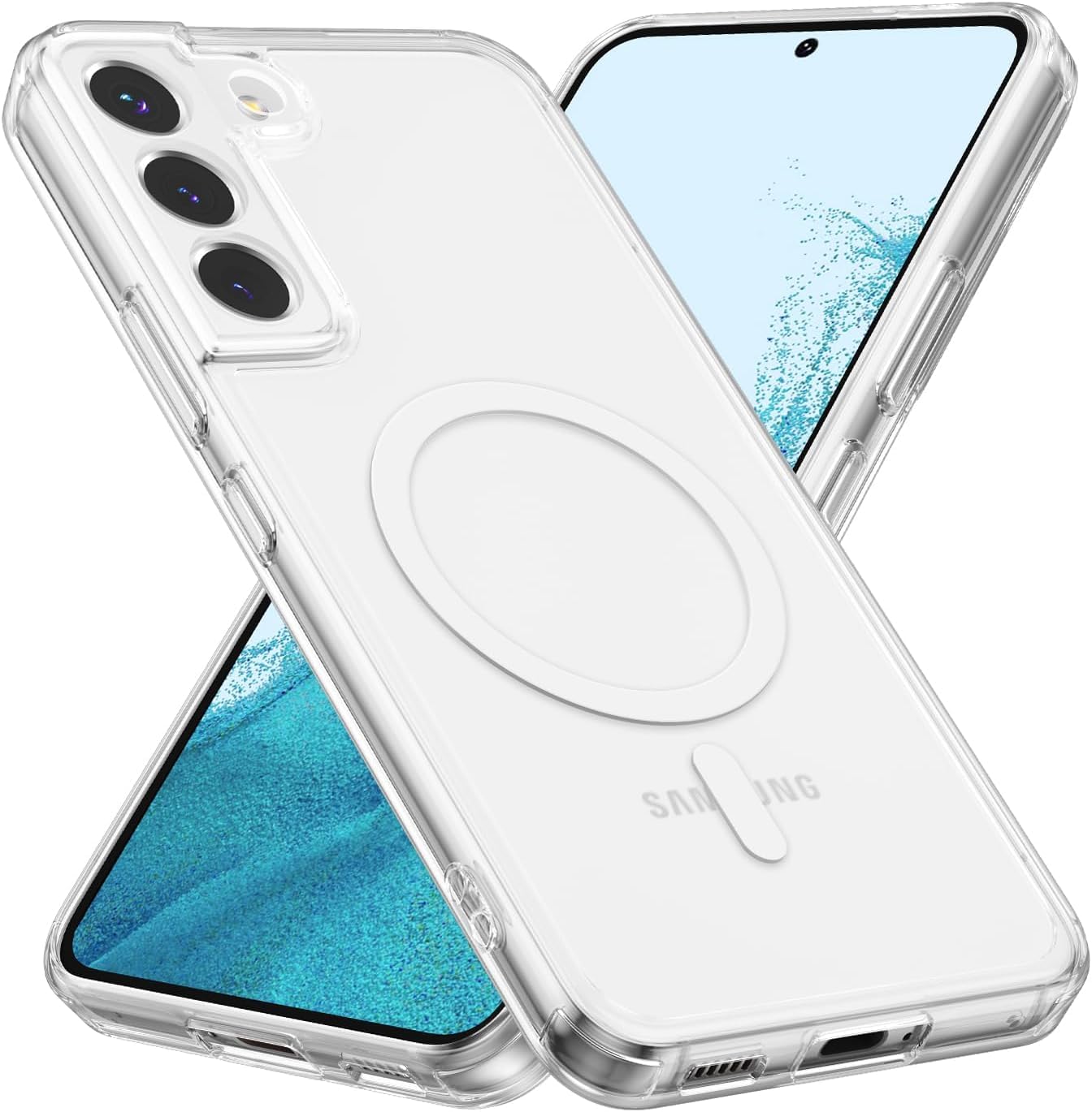 Next Store Magnetic Case Compatible with Samsung Galaxy S22 Plus 5G, Compatible with Magnetic Charge Shockproof Protective Phone Cover, Non-Yellowing Hard Clear PC Back