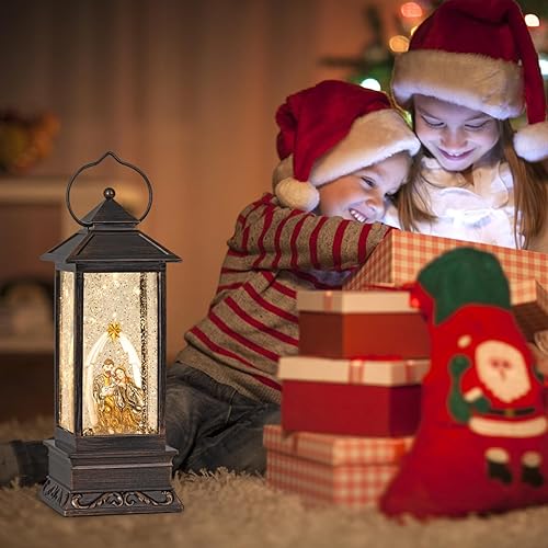 Miniatura 98 de Linterna musical de globo de nieve de Navidad, linterna giratoria brillante de 12 pulgadas con temporizador de 6 horas, alimentado por USB