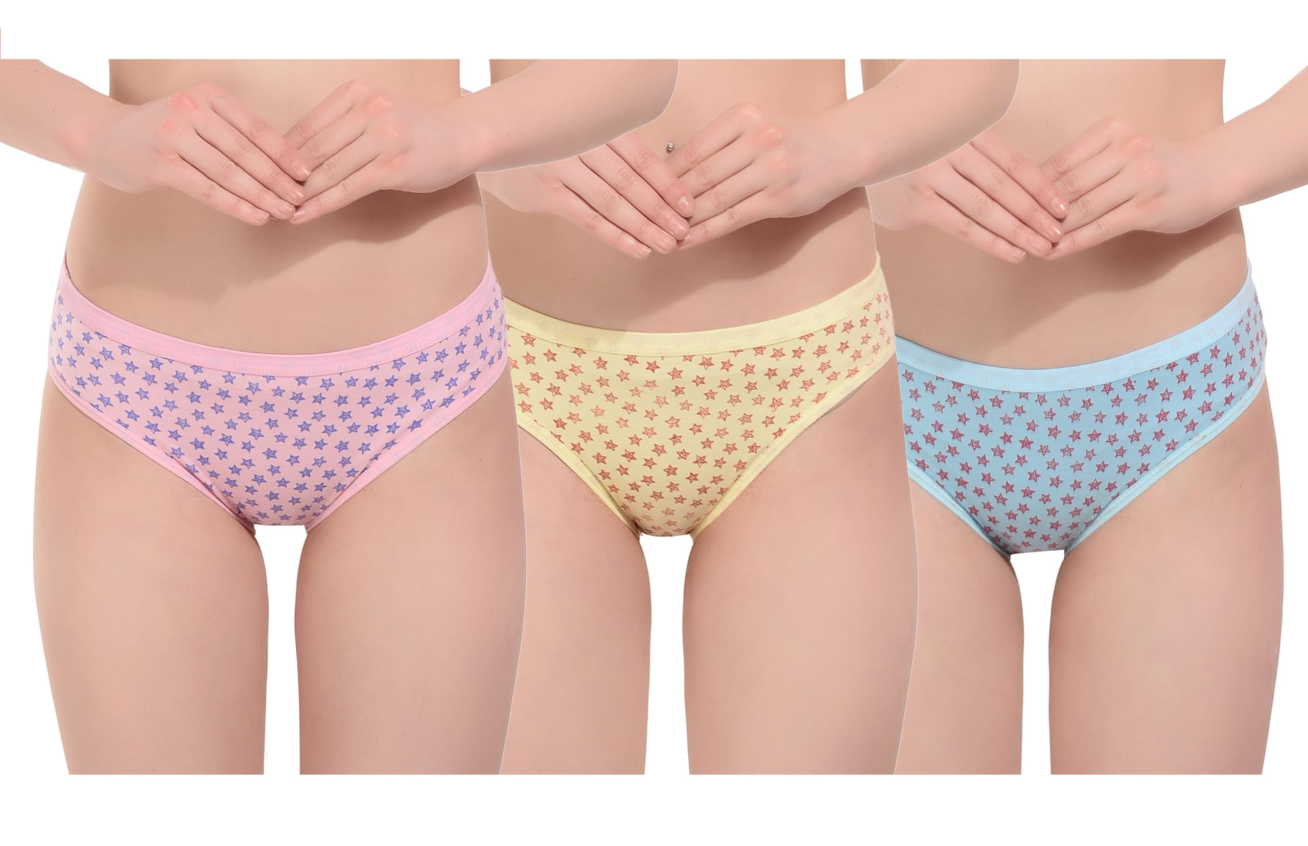 Women's Printed, Hipster Panties, Pack of 3, Yellow Pink Blue-picture-15