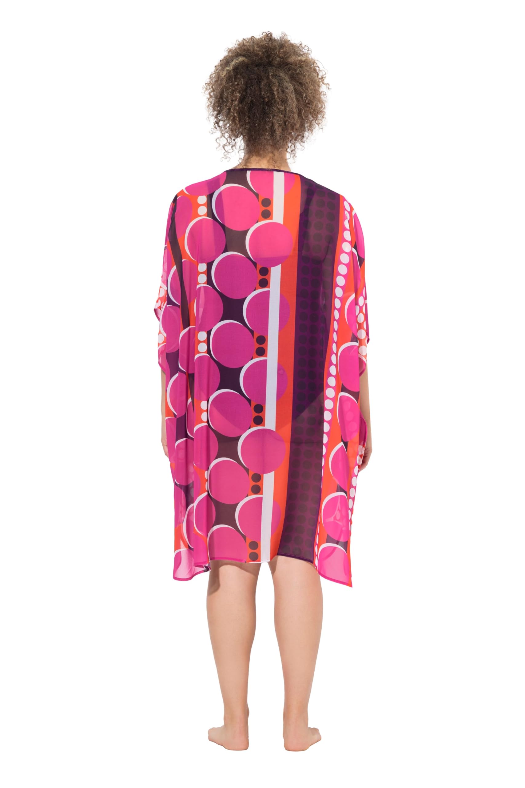 Ulla Popken Damen große Größen Übergrößen Plus Size Tunika, Chiffon, Punkte, Oversized, V-Ausschnitt, Halbarm 836864
