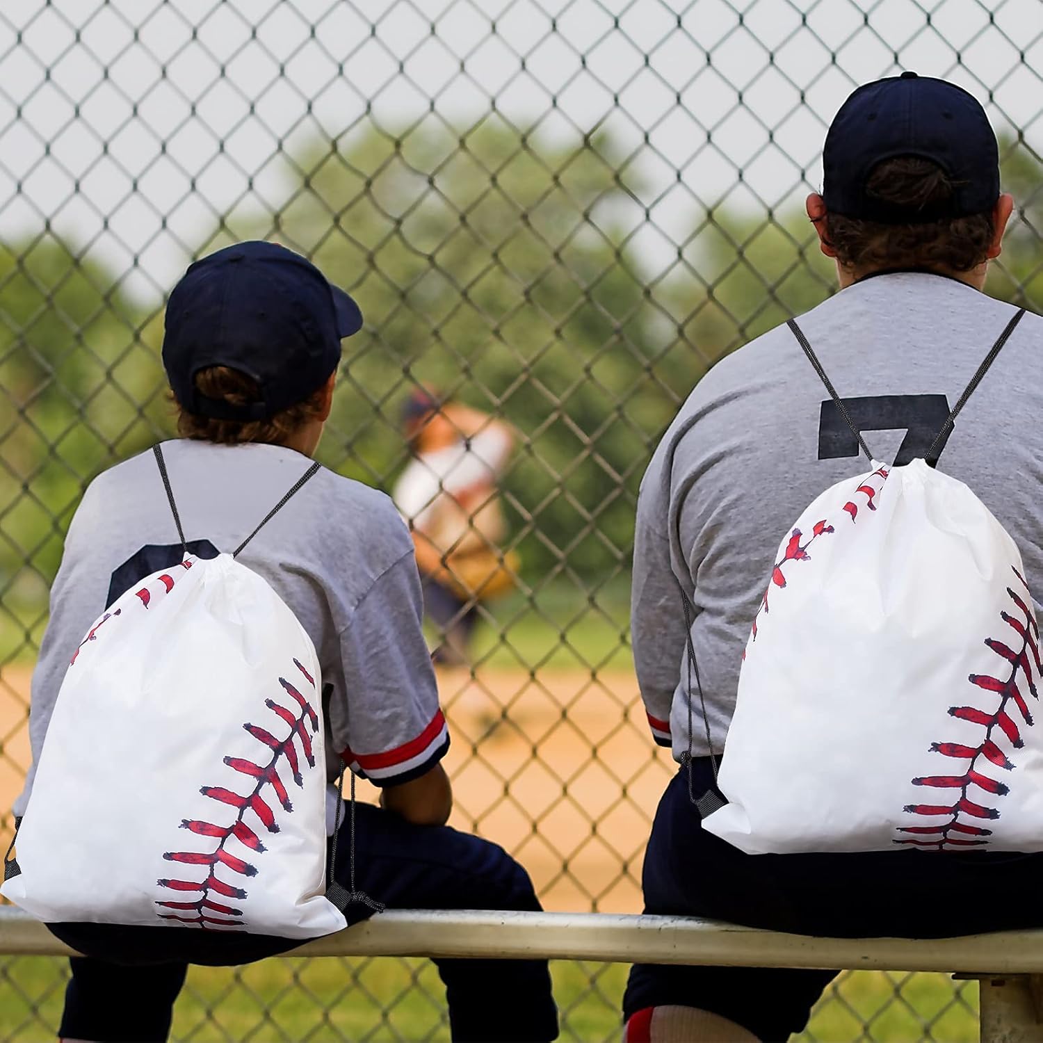 Frienda Baseball Drawstring Backpack Bag Baseball Drawstring Party Favor Bags for Gym Sports Teams(12 Pieces) - Image 7
