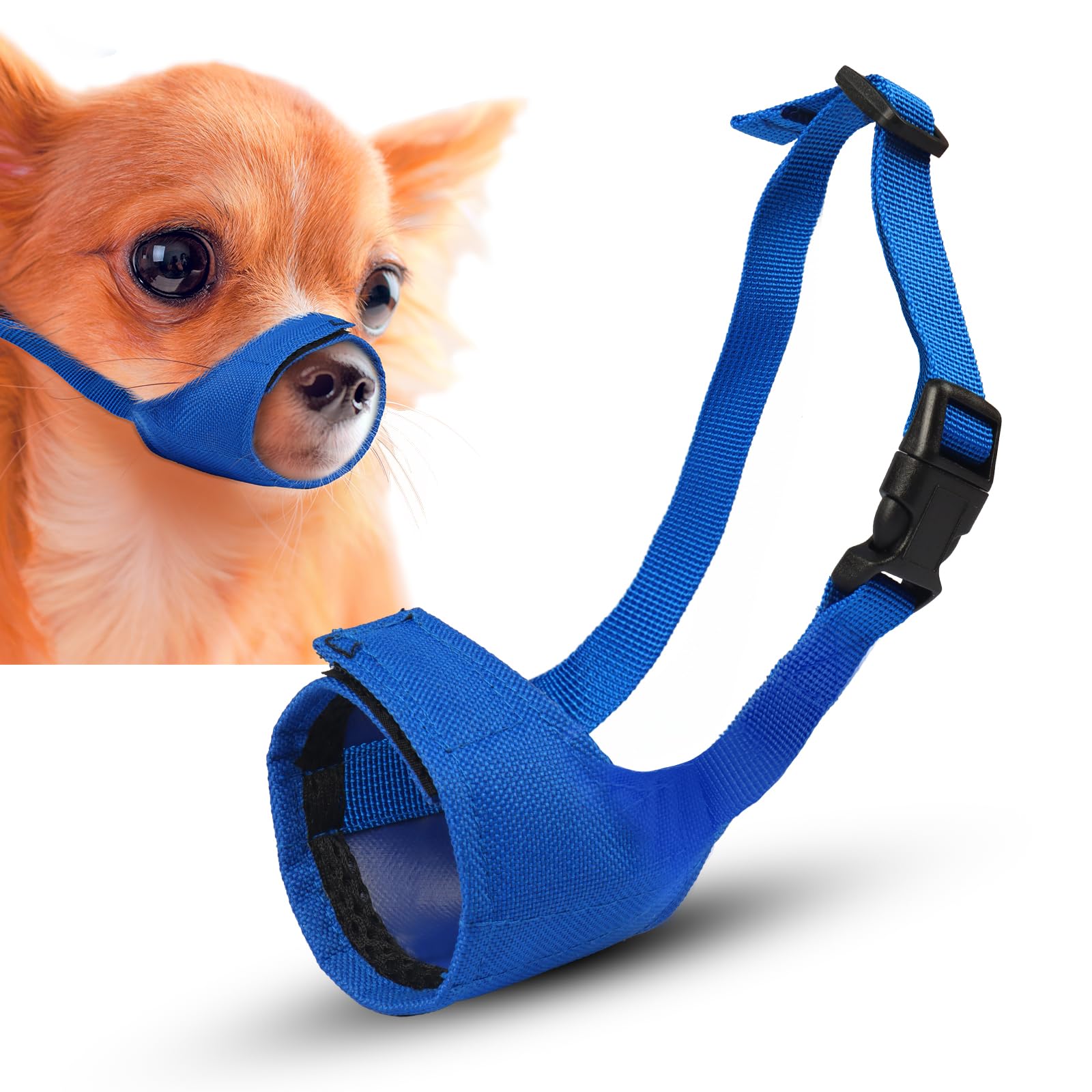 Dog Muzzle, Small Soft No Barking Dog Muzzle for Puppy Dogs,Short Snout Adjustable Mesh Muzzle for Toy Poodle Dachshund Teddy Grooming Vet Visits,