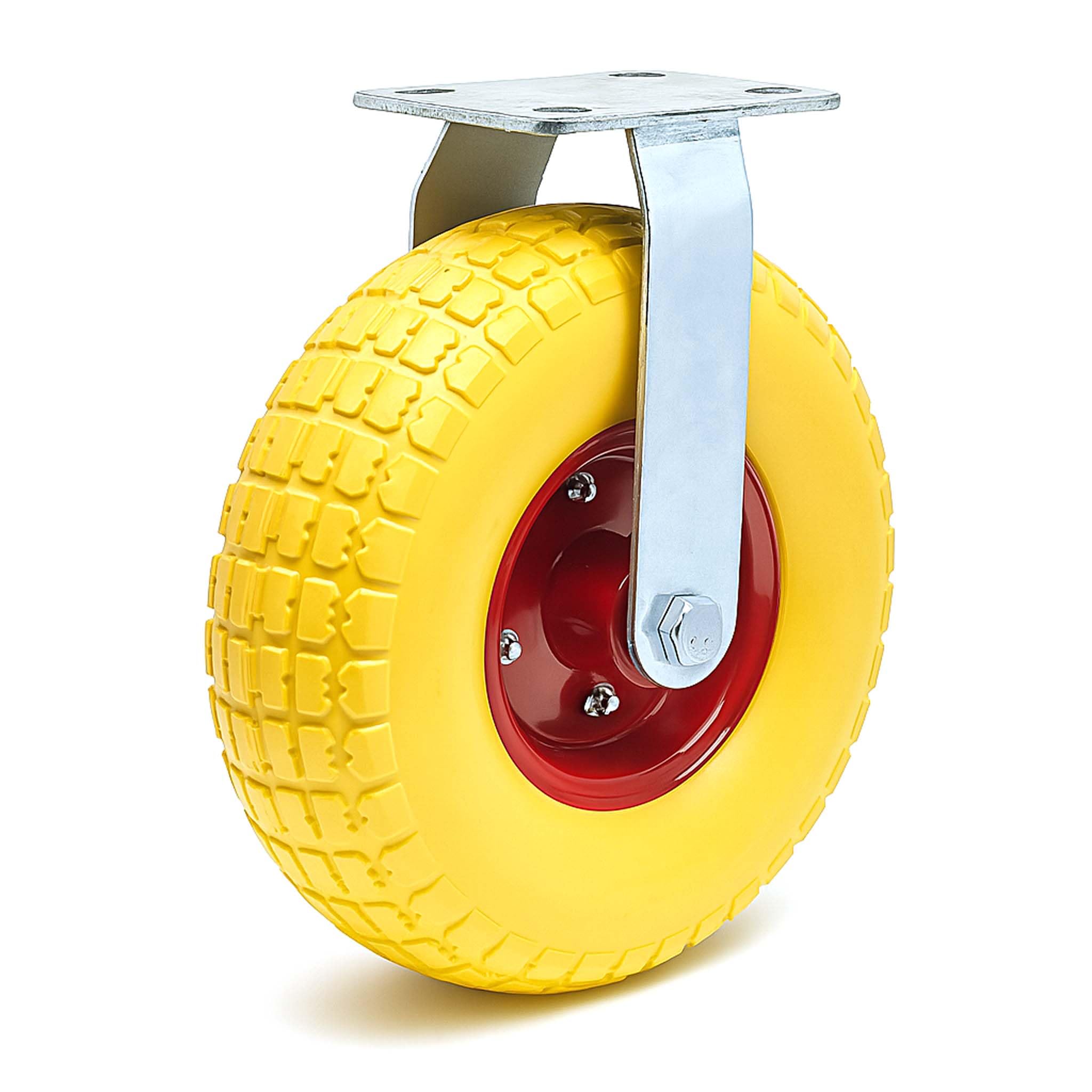 Fixed Castor 258x78mm Puncture-proof with Metal Rim and Fixture
