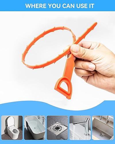 Miniatura 5 de Paquete de 6 quitaobstrucciones de drenaje, serpiente de drenaje flexible para una limpieza eficaz del cabello y los desechos en el fregadero o la