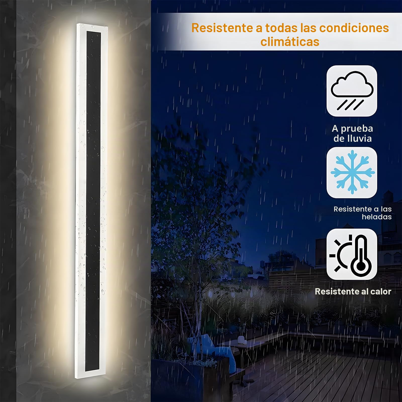 Aplique Pared Exterior LED,21W/100CM Lampara Impermeable IP65 | Blanco Natural 4000K,Apliques Pared Exterior para Escaleras Pasillos Balcón Patio Jardín Balcón,110-240V,Negro
