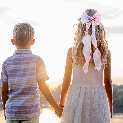 Miniatura 6 de 2 lazos para el pelo con cinta arcoíris para niñas, pasadores de pelo con lazo de princesa, lazos coloridos, pinzas de cocodrilo, accesorios para el