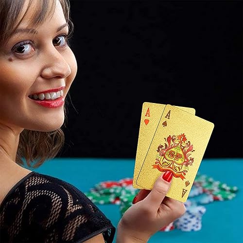 Miniatura 3 de Cartas de póker impermeables de 24 K con diseño de diamante de aluminio de 24 K tarjetas de póker con dados de poliedro para accesorios de truco