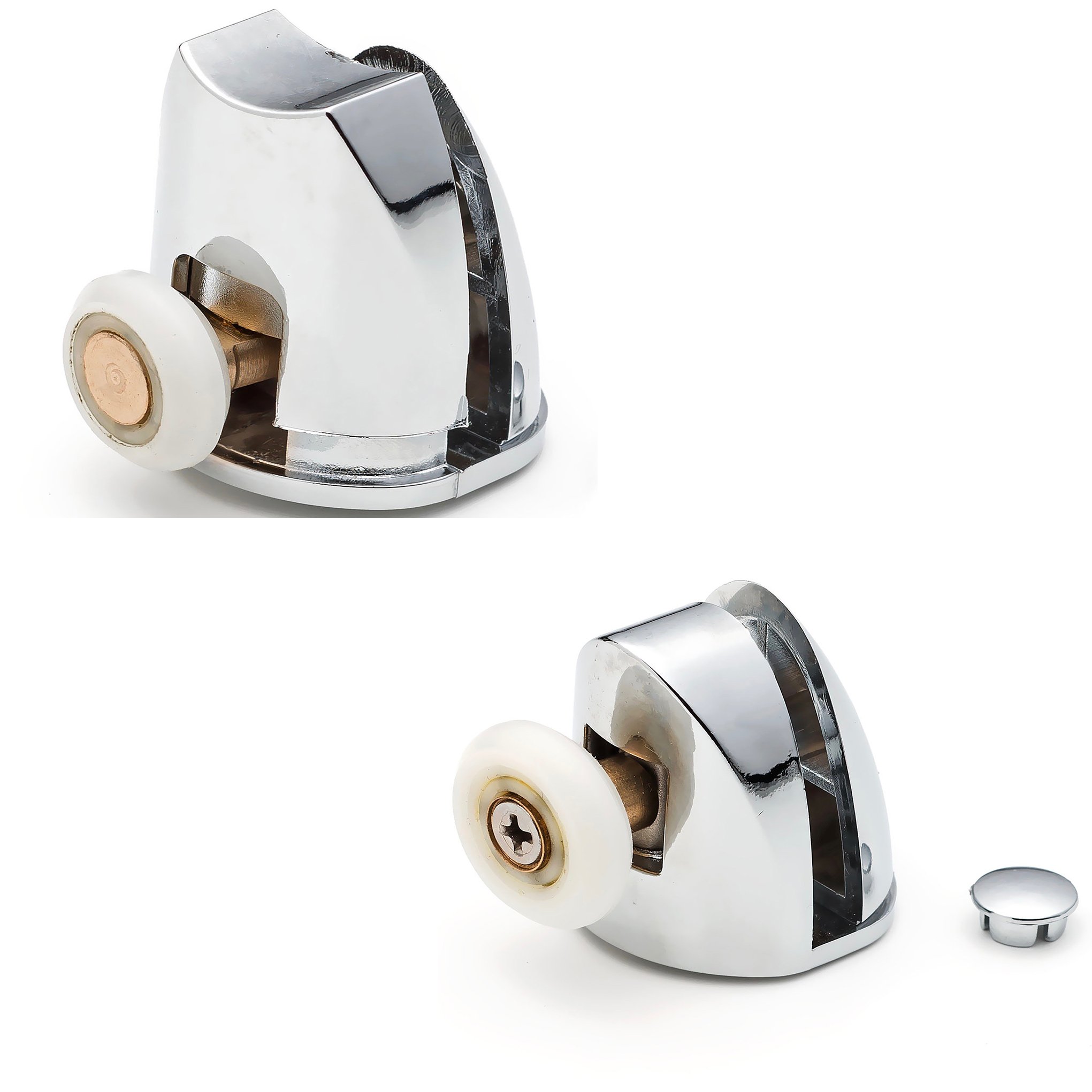 ShowerPart Single Shower Door Rollers/Wheels/Runners SS1, Diameter 22mm, Wheel Thickness 6mm, Chromed Plastic, Shower Door Replacement Parts, 2X