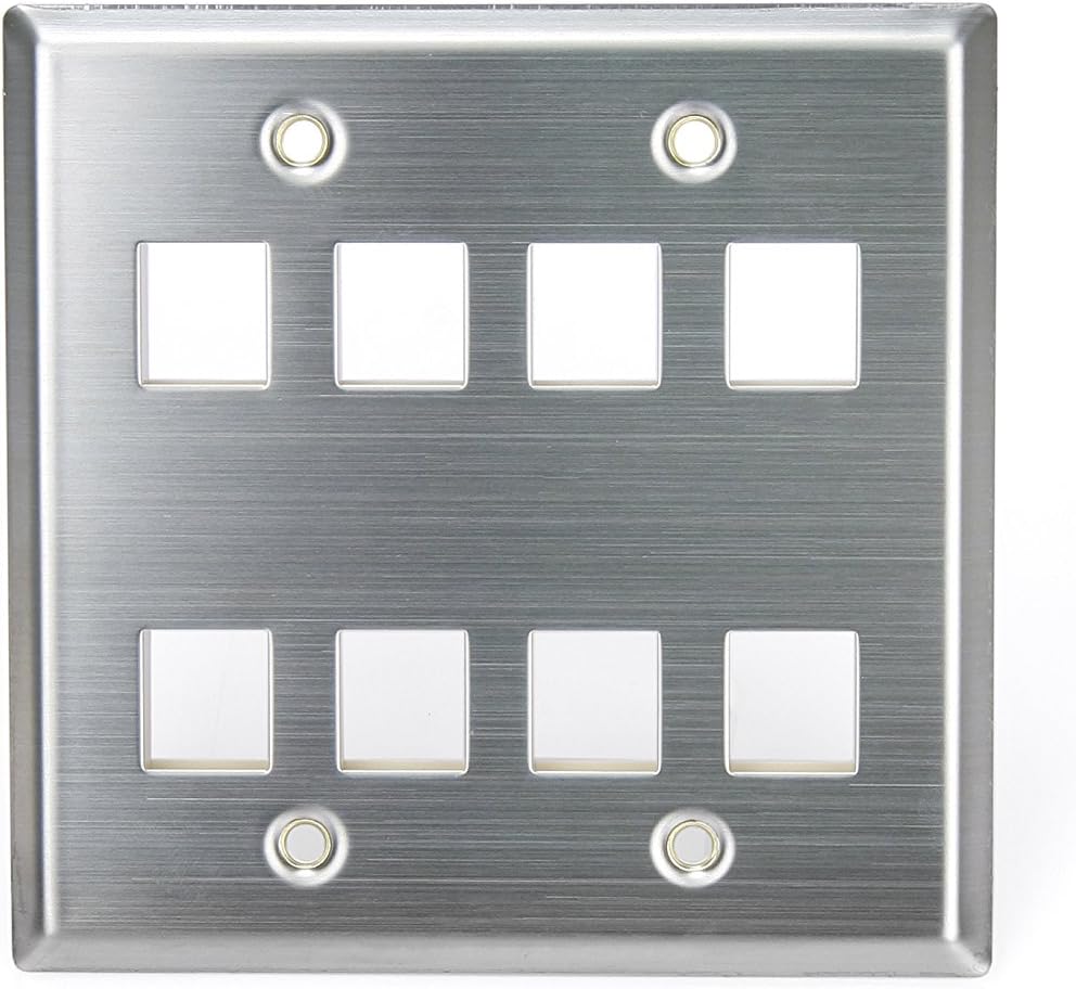 Leviton Stainless Steel QUICKPORT Wallplate, Dual-Gang, 12-Port, 43080-S12