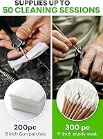 Vista 2 de Estuche de 900 piezas de suministros de limpieza de armas - 300 piezas de parches y 600 piezas de hisopos - Parches libres de pelusa de 6 pulgadas