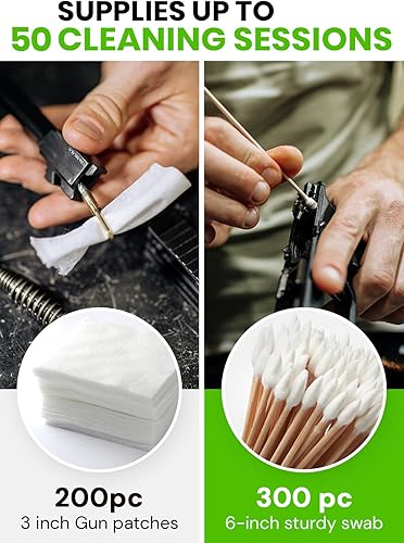 Miniatura 2 de Estuche de 900 piezas de suministros de limpieza para pistolas  300 parches de limpieza de armas y 600 hisopos de limpieza de pistolas  hisopos de 6