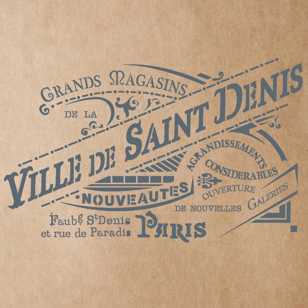 Ville de Saint Denis Stencil for Painting Signs Crafting DIY Wall Decor - Artistic Stencil (Large)