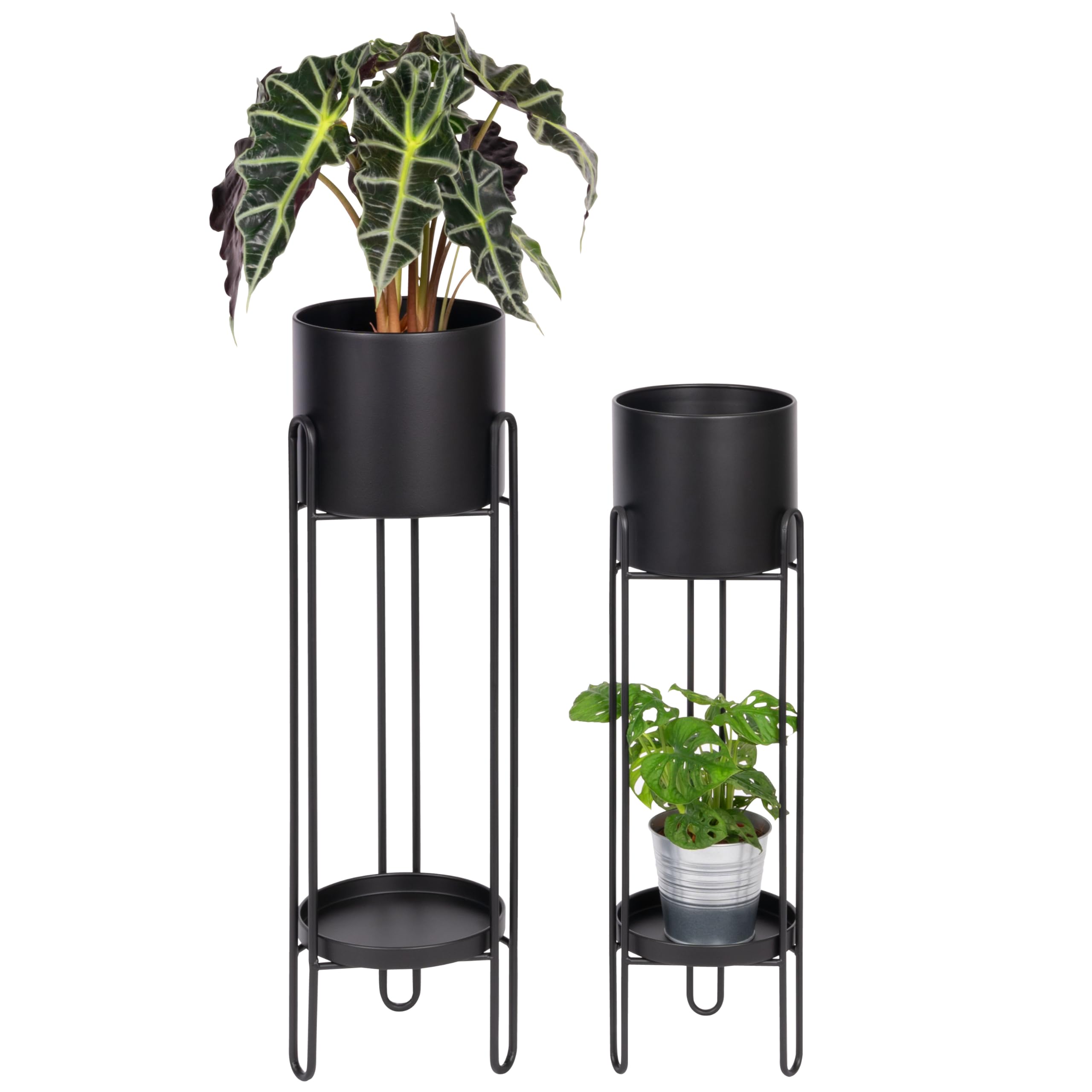 bremermann Blumenhocker 2er-Set, Metall-Blumenständer, Blumensäule schwarz Garten