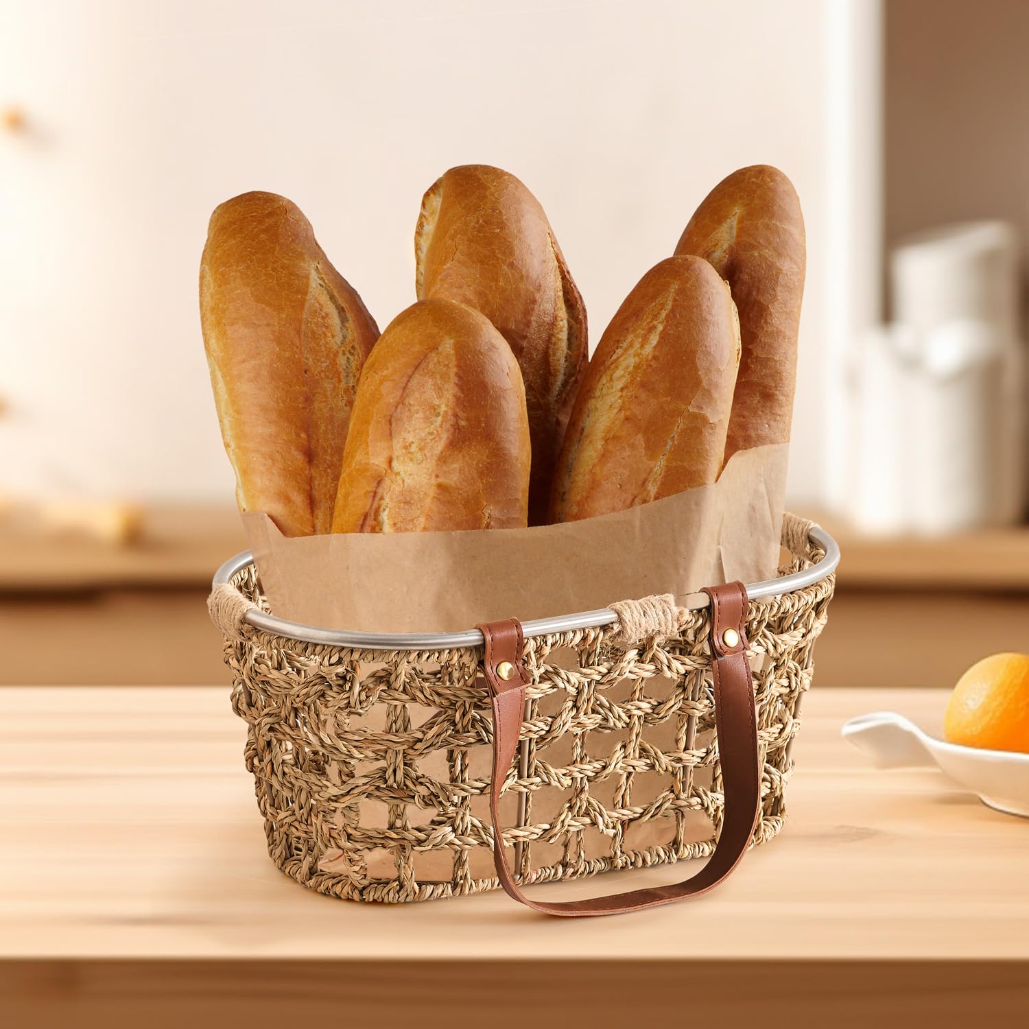 Cestas de huevos de jacinto de agua de granja para recoger huevos frescos, cesta de mimbre hecha a mano, cesta de almacenamiento ovalada con asa, cesta de picnic, cesta de cosecha